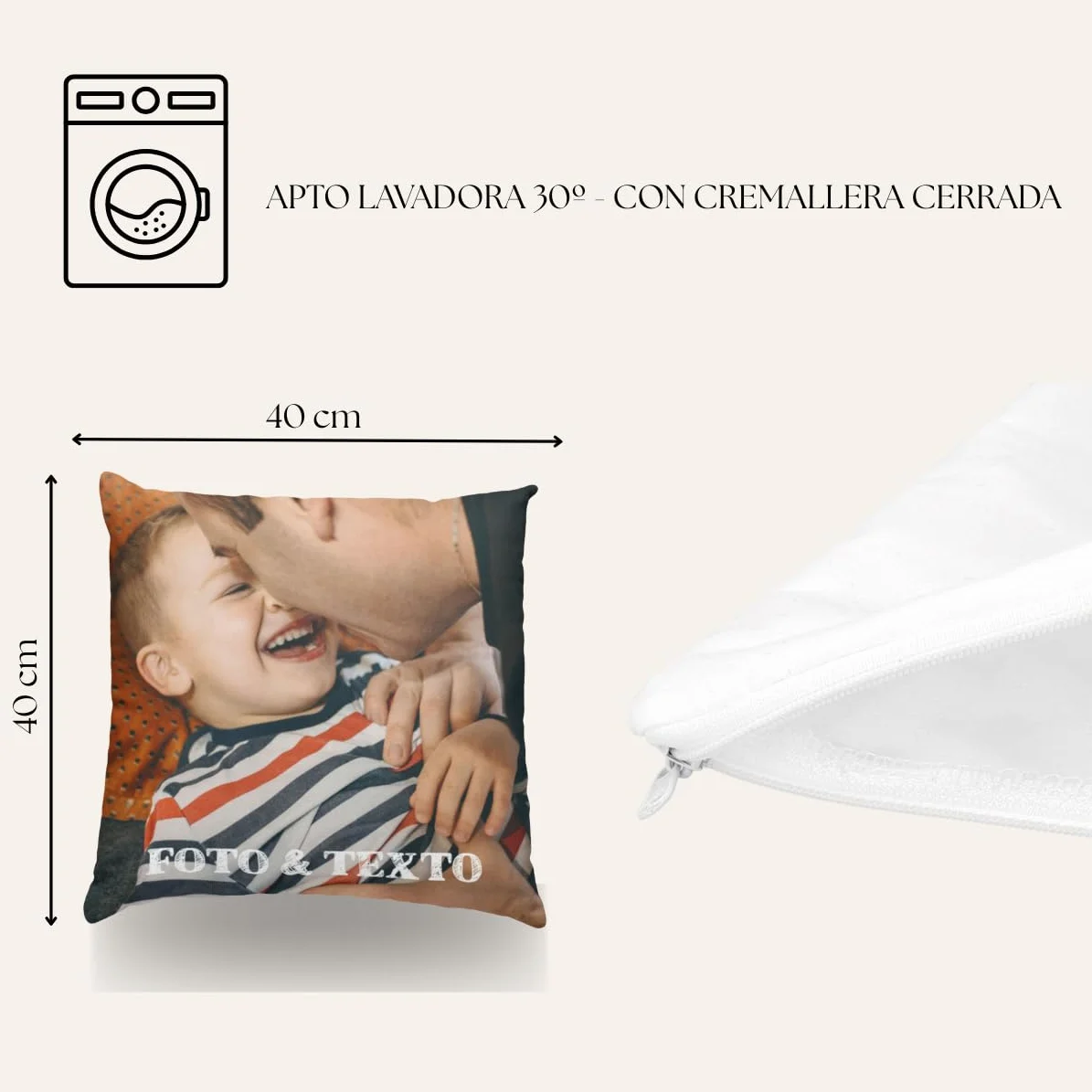 Cojín Personalizado 40x40 cm Foto 2 Caras Regalo Día de la Madre San Valentín