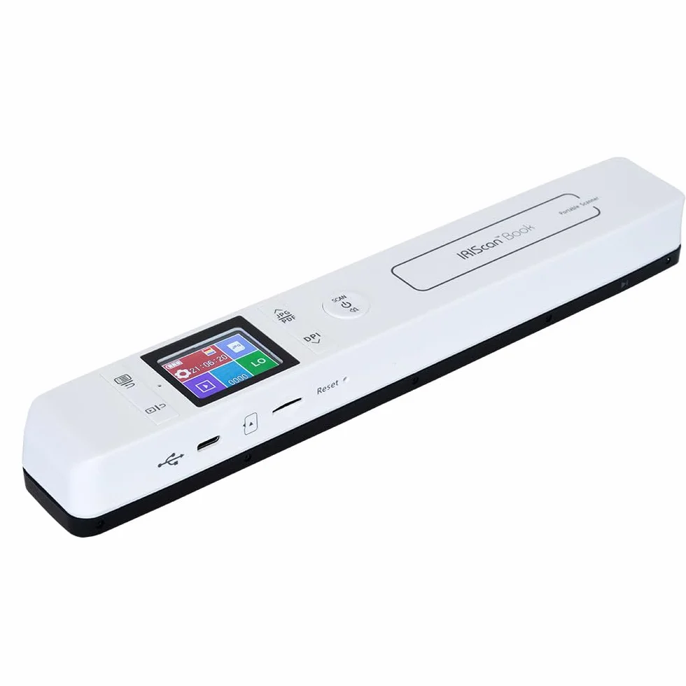 IRIScan Book 7 handScanner Escáner de documentos A4 Escaneo Word PDF XLS Tarjeta SD USB Win Mac