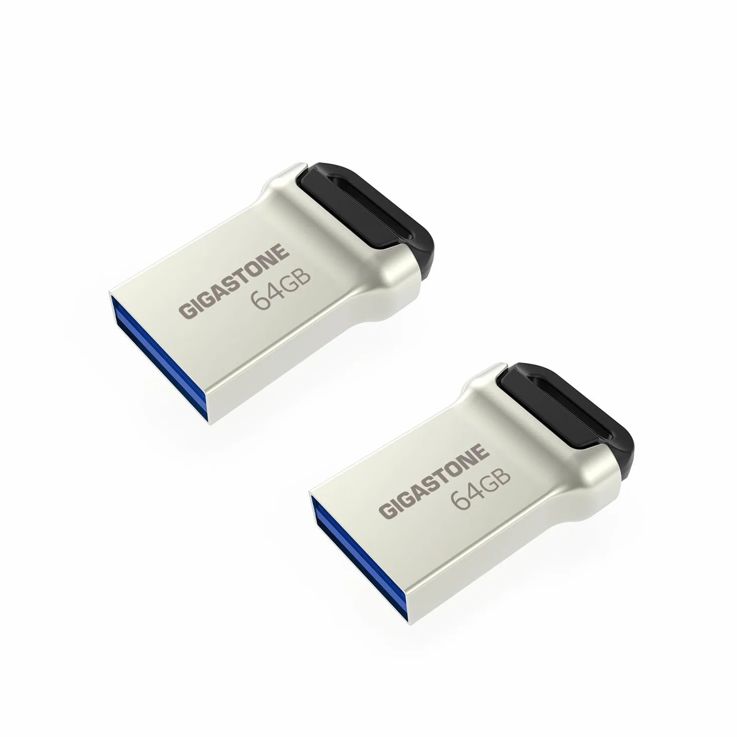 Gigastone Z90 [2-Pack] 64GB USB 3.1 Flash Drive, Mini Fit Metal Waterproof Compact Pen Drive, Reliable Performance Thumb Drive, USB 2.0 / USB 3.0 Interface Compatible