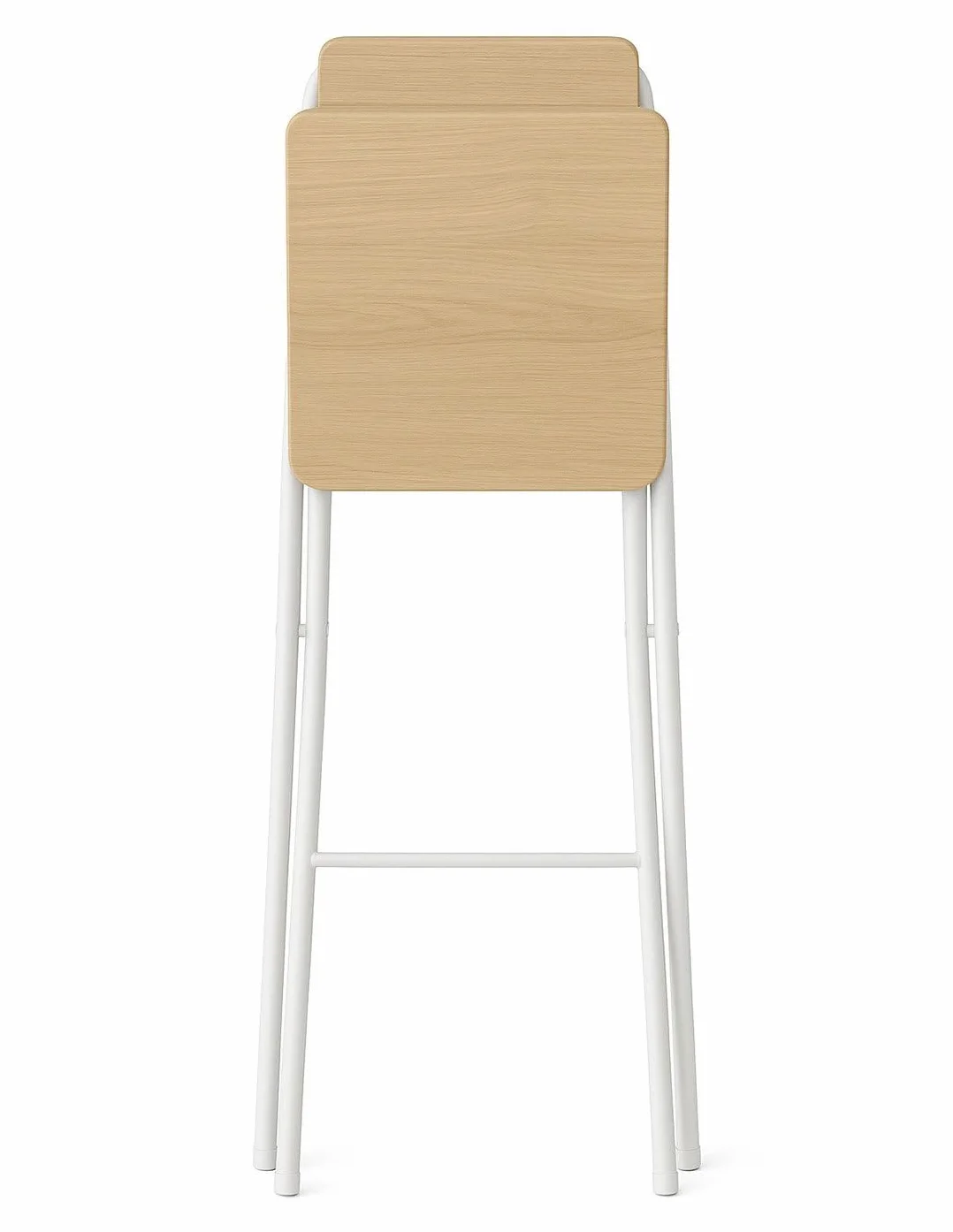 Taburete Plegable Alto de Metal Extra Grueso con Reposapies para Cocinas y Bar, Silla con Respaldo Resistente, Blanca/Haya