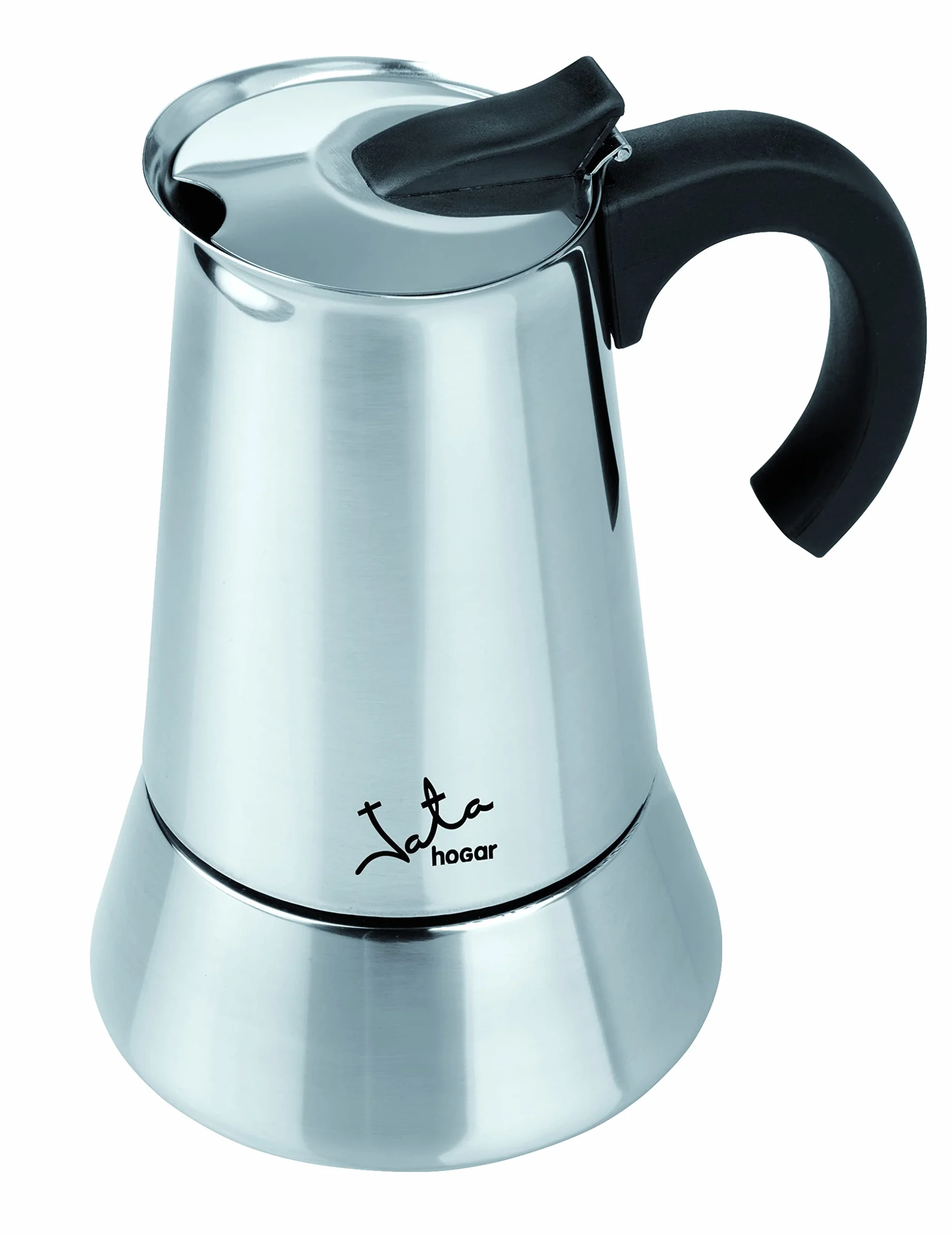 Jata CAX106 - Cafetera Italiana Inducción, Capacidad 6 Tazas, Apta para Todo Tipo de Cocinas, Cuerpo Acero Inoxidable