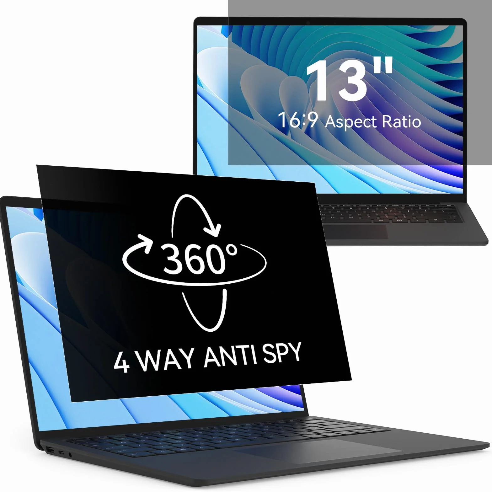 Filtro de privacidad de 360°, 13,3 pulgadas, 16:9, protección de pantalla antiespía antirreflejos, protector de pantalla para ordenador portátil, compatible con Lenovo/Dell/HP/Asus/Samsung/Acer