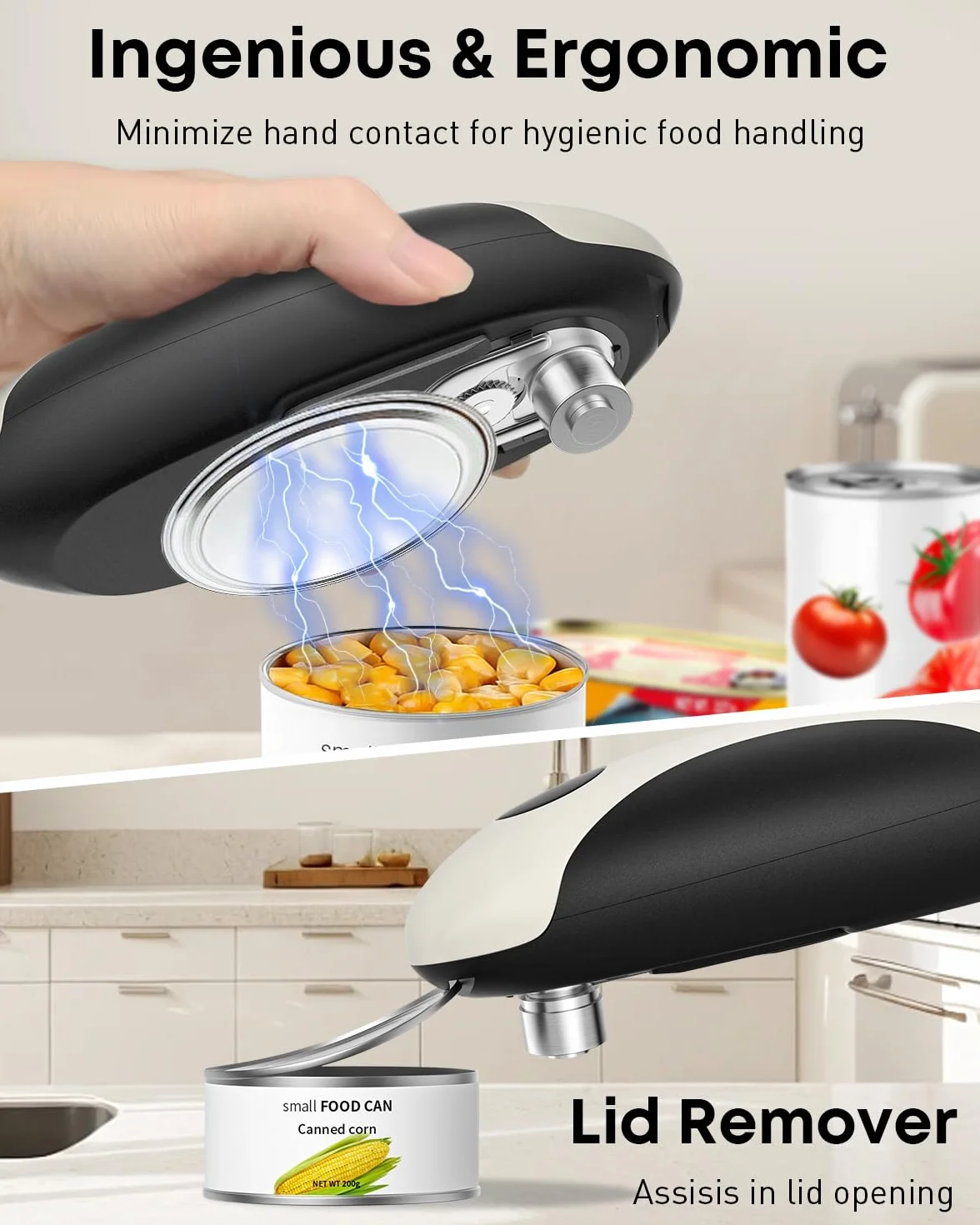 Pawfly Abrelatas Eléctrico Recargable Automático sin Cable One-Touch para Bordes Lisos