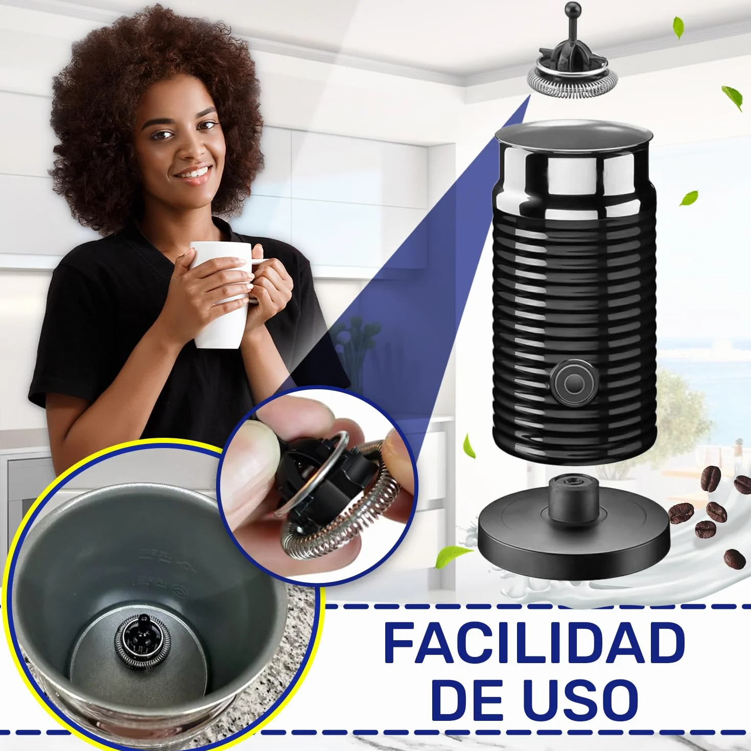 Espumador de Leche para Cafetera Nespresso Krups DeLonghi MONTERAL