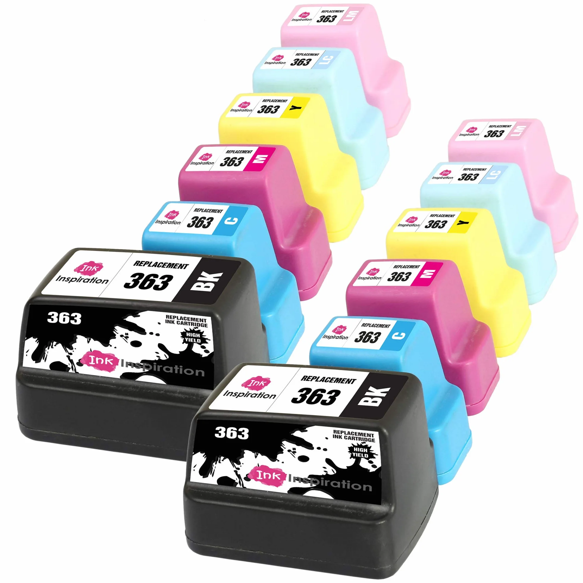 Ink Inspiration® Reemplazo para HP 363 Multipack 12 Cartuchos de Tinta Compatible con HP Photosmart C7280 C8180 C5180 C6180 C6280 C7180 3310 3210 3110 8250 D6160 D7160 D7260 D7460
