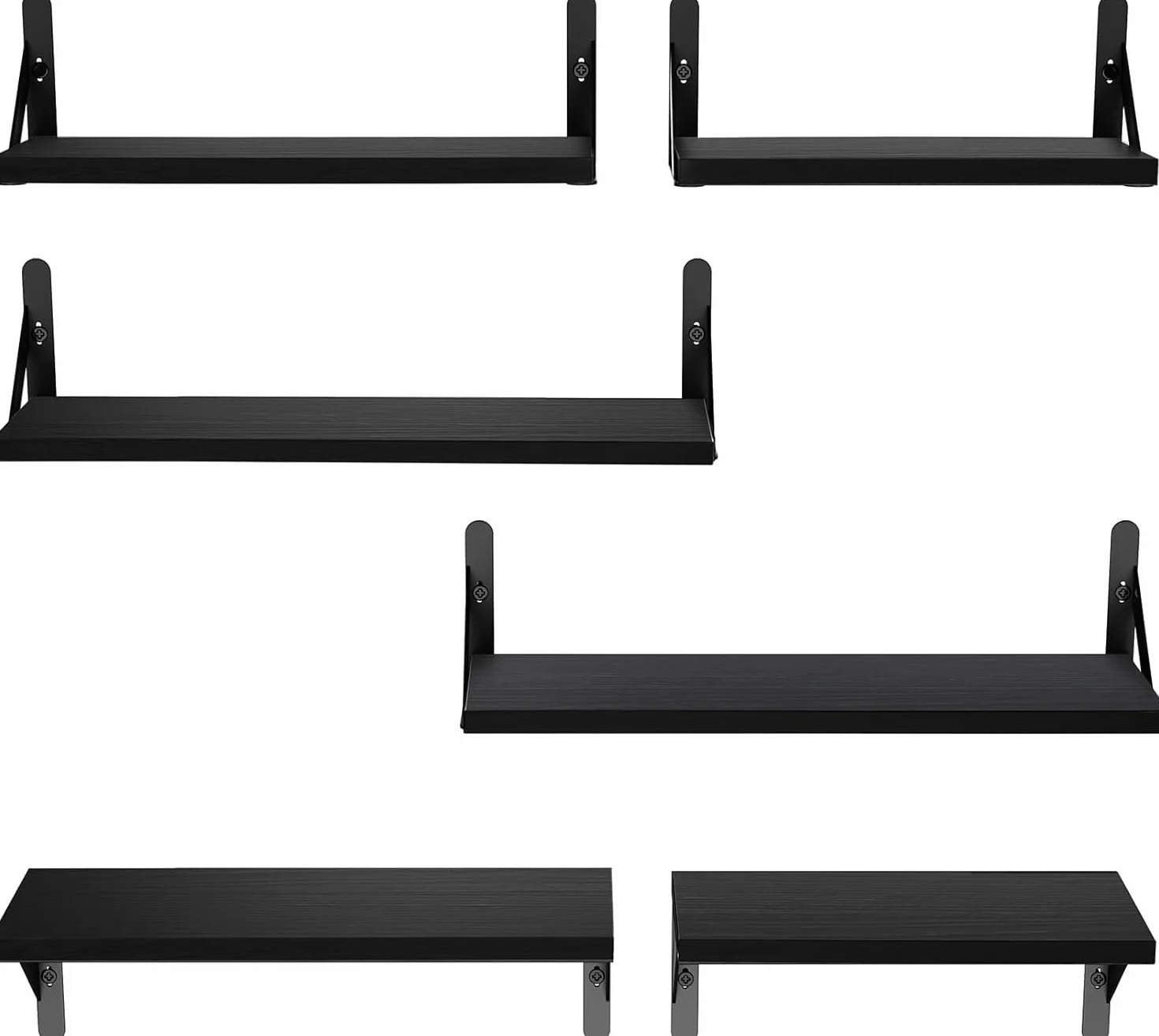 Pipishell Juego de 6 estantes flotantes de madera para pared rústicos