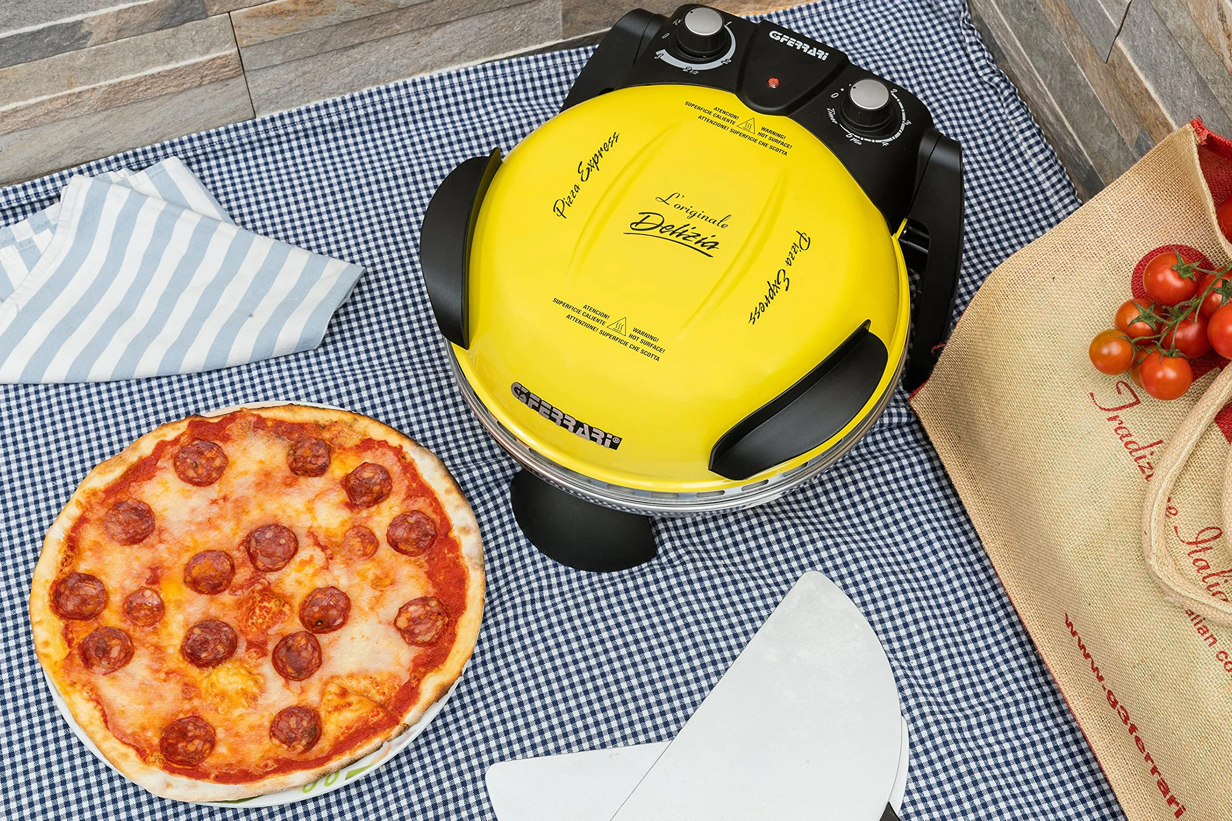 G3 Ferrari G10006 Pizza Express Delizia Horno Pizza 1200W 400°C Amarillo