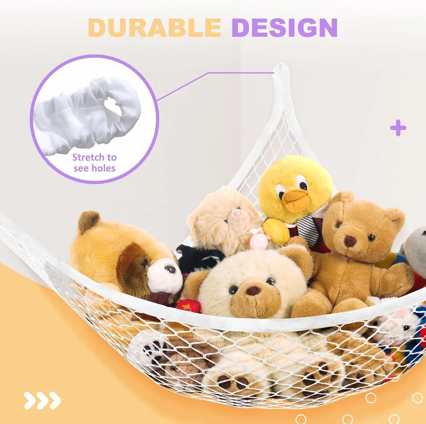 Blanco Hamaca Colgante para Peluches, Organizador de Red Bohemio para Juguetes