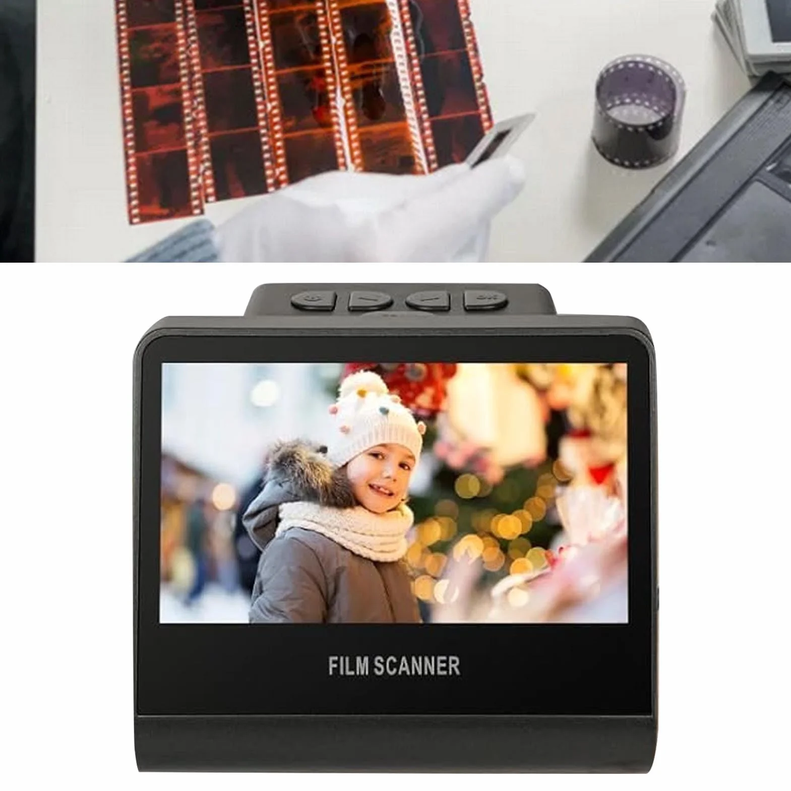 ASHATA Digital Film Slide Scanner, Se Convierte Negativo en Fotos JPEG de 22MP Digitales, Compatibles con 35/126/110/135/126/110/50 Mm, para Super 8, con Pantalla LCD de 5 Pulgadas