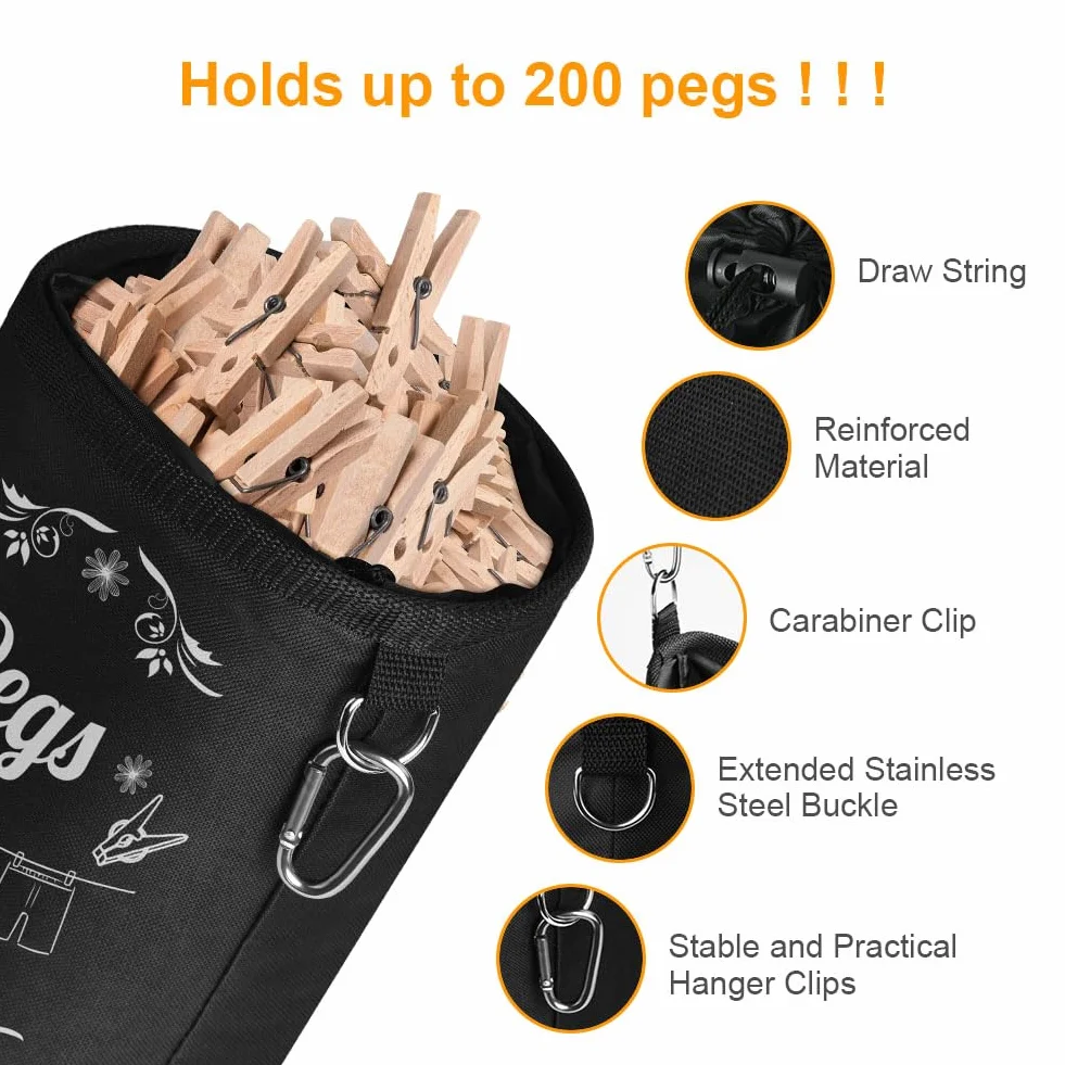 Vicloon Bolsa Impermeable para Pinzas de Ropa, Organizador de Almacenamiento