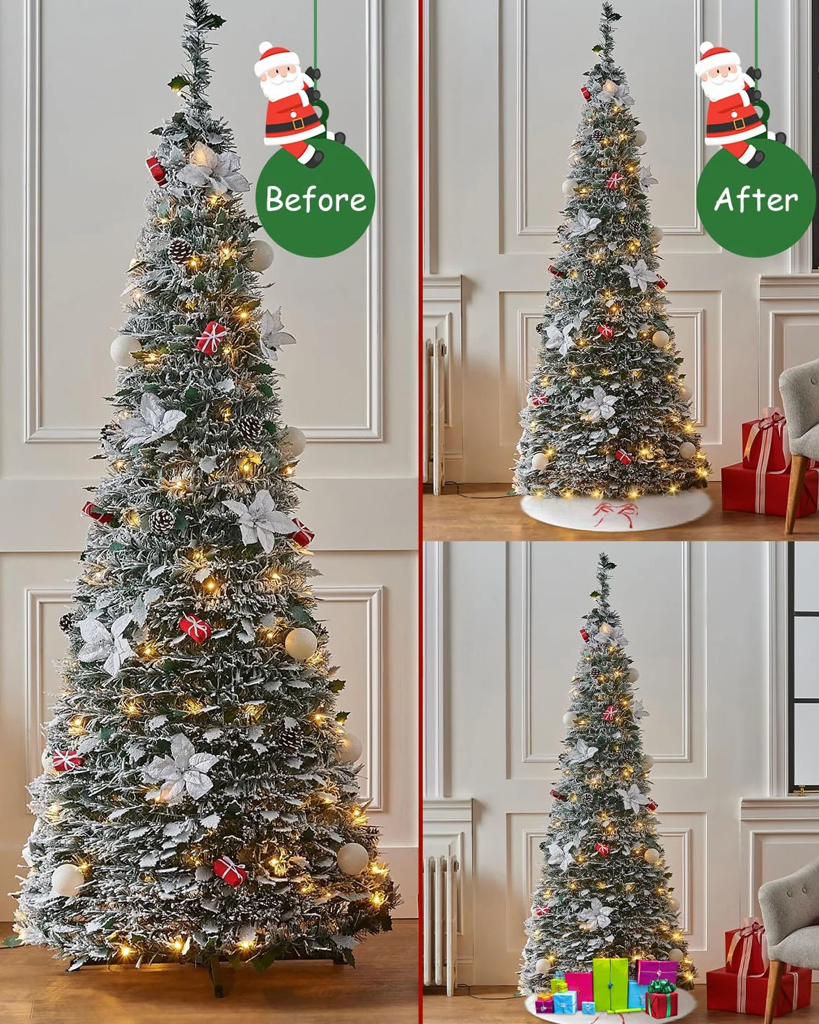 Falda Árbol Navidad Redonda 120 cm Cubre Pie Blanca Felpa