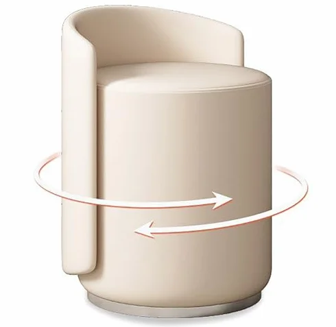 Silla de maquillaje giratoria 360° con respaldo bajo para tocador moderno