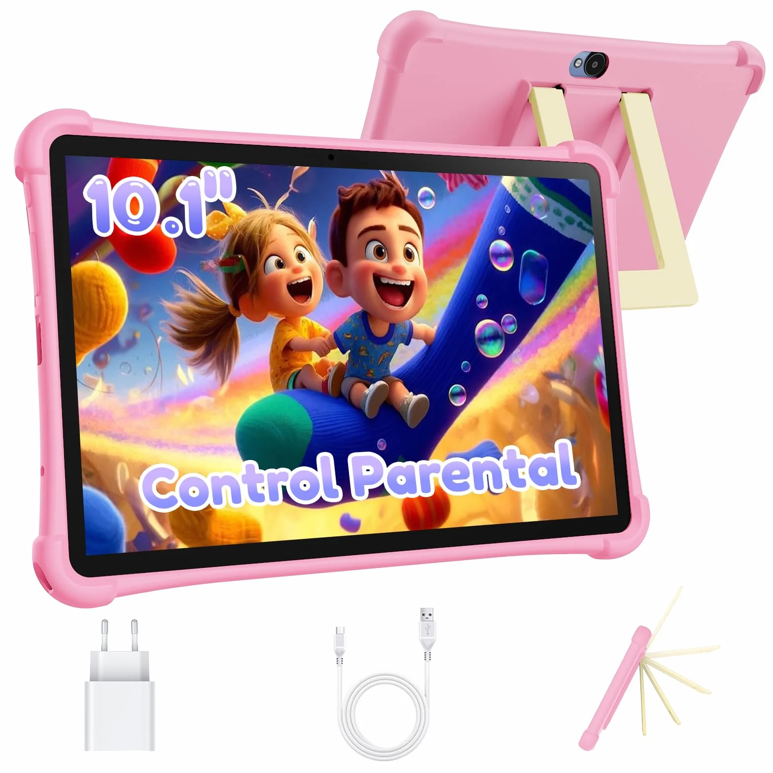 ALLDOCUBE Tablet Niños 10 Pulgadas, Tableta Infantil Android 15, 7 GB+64 GB, Batería 5500mAh, Wi-Fi, BT, GPS, Control Parental, iWAWA Preinstalado, Tableta Educativa para Niños con Funda