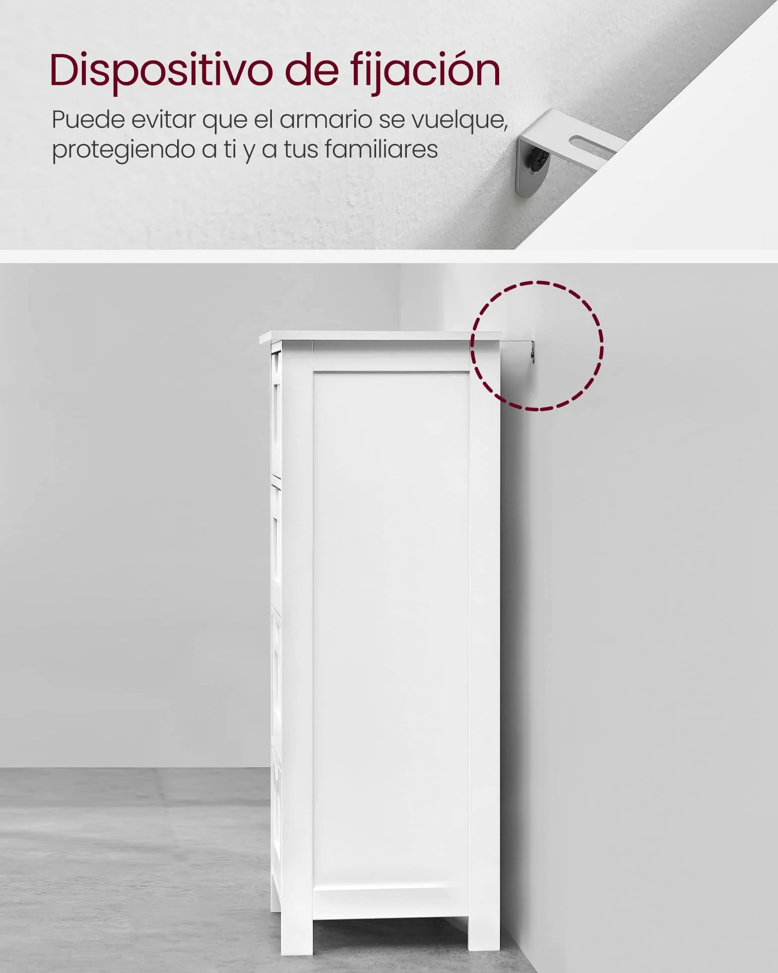 VASAGLE Armario de baño de pie con 4 cajones 30x30x82 cm Blanco LHC40W