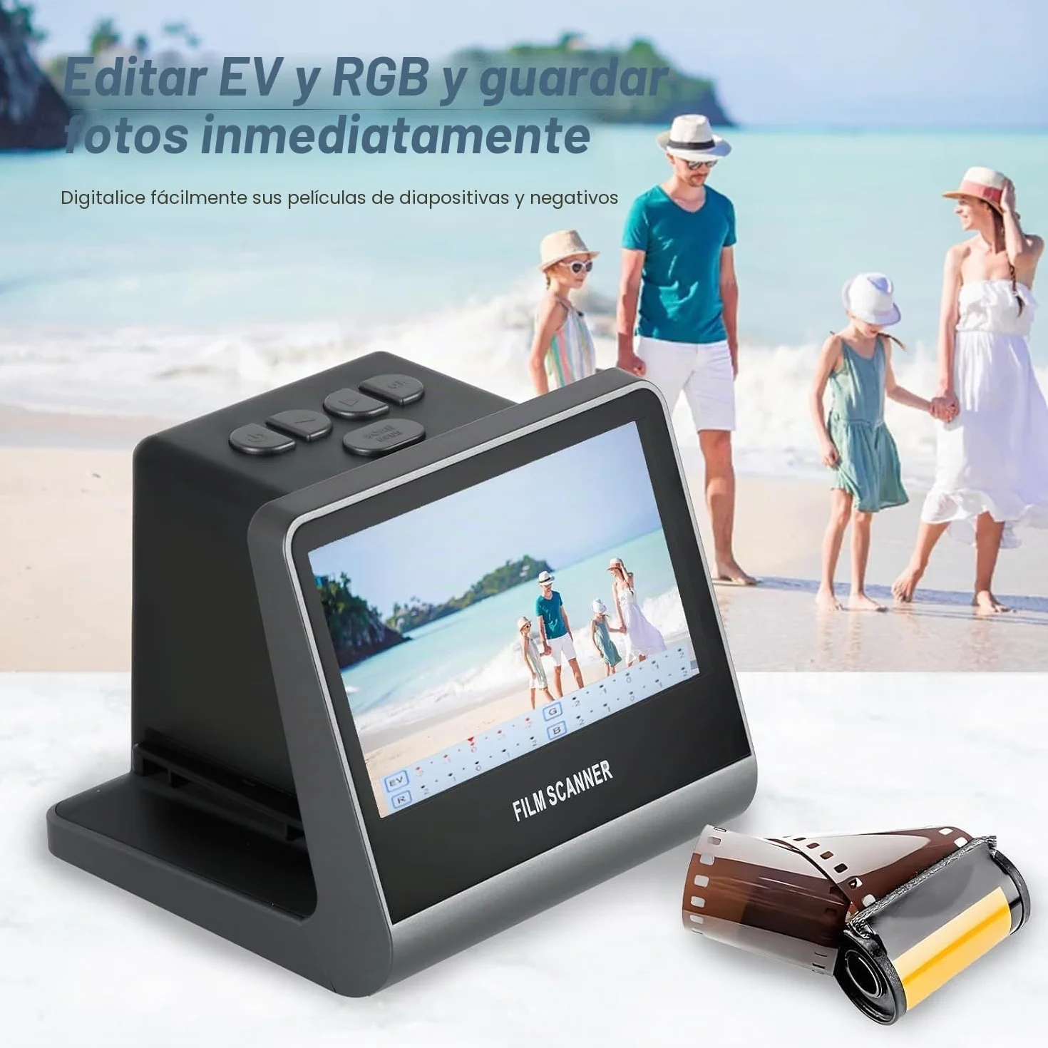 22MP Escáner Digital de Película y Diapositivas con Gran Pantalla LCD de 5 Pulgadas- Escaner Negativos Convierta Negativos y Diapositivas de 35 mm, 126 y 110 en Fotos Digitales JPEG de Alta Resolución