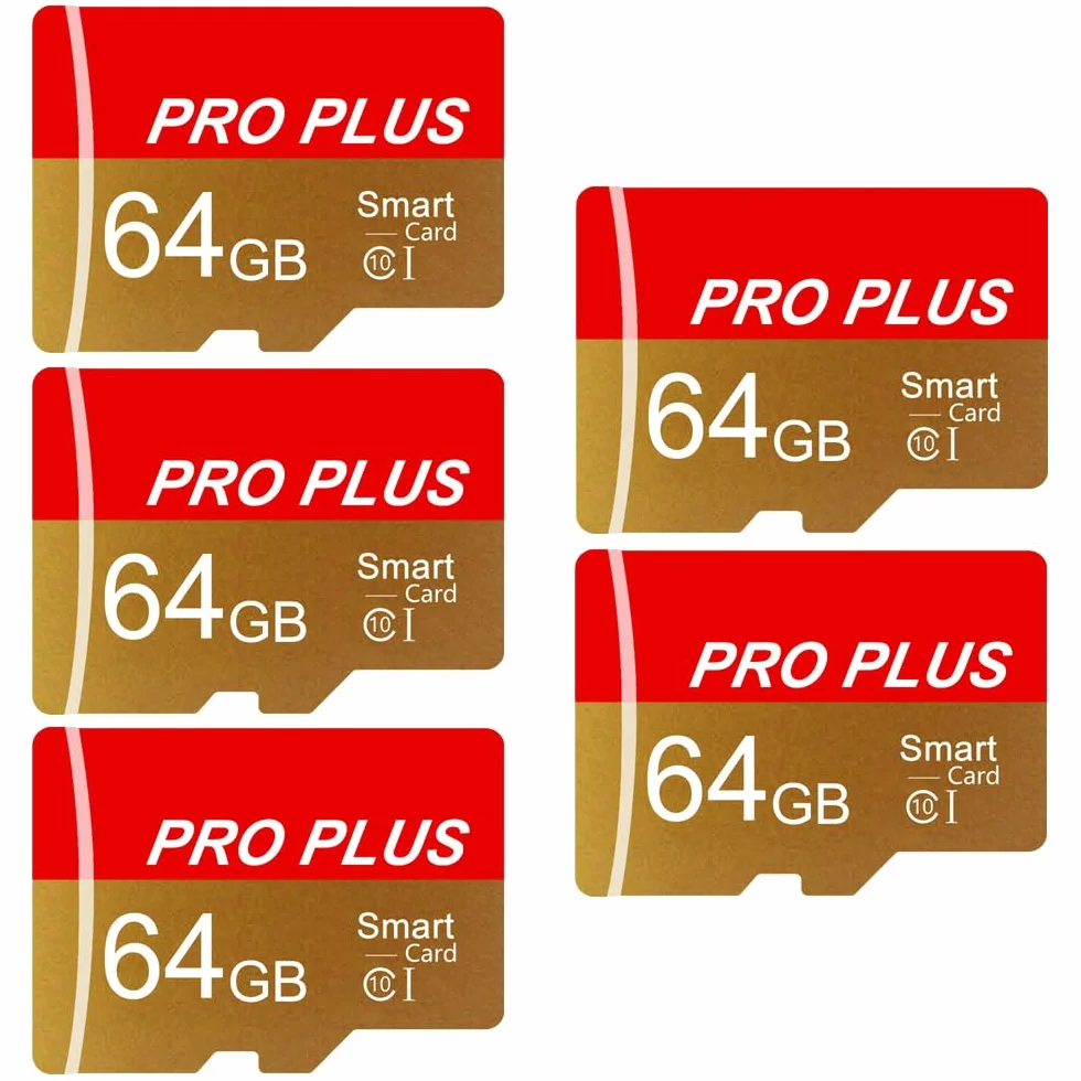 Paquete de 5 tarjetas de memoria de 64 GB con adaptador, tarjeta de memoria de alta velocidad, UHS-I C10 A1 tarjeta TF para tableta/teléfono móvil/cámara/audio del coche/consola de juegos (TF162 64 GB