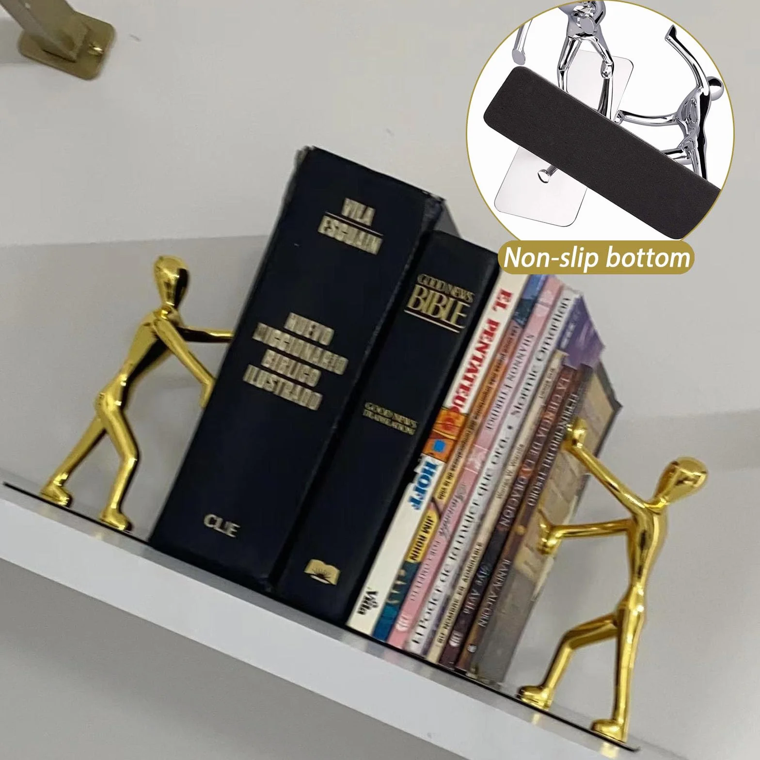Sujetalibros Decorativos de Metal para Libros Pesados, Estabilizadores Hogar y Oficina