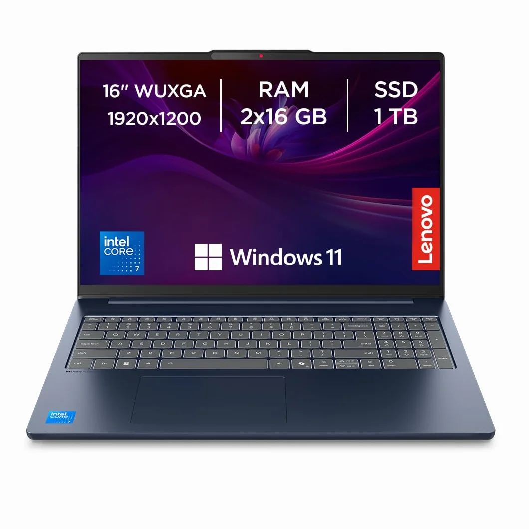 Lenovo IdeaPad Slim 5 Gen 10 - Ordenador Portátil 16" WUXGA (Intel Core i7-13620H, Intel UHD Graphics, 32 GB RAM, 1 TB SSD, Wi-Fi 6, Windows 11 Home) Teclado QWERTY Español- Azul