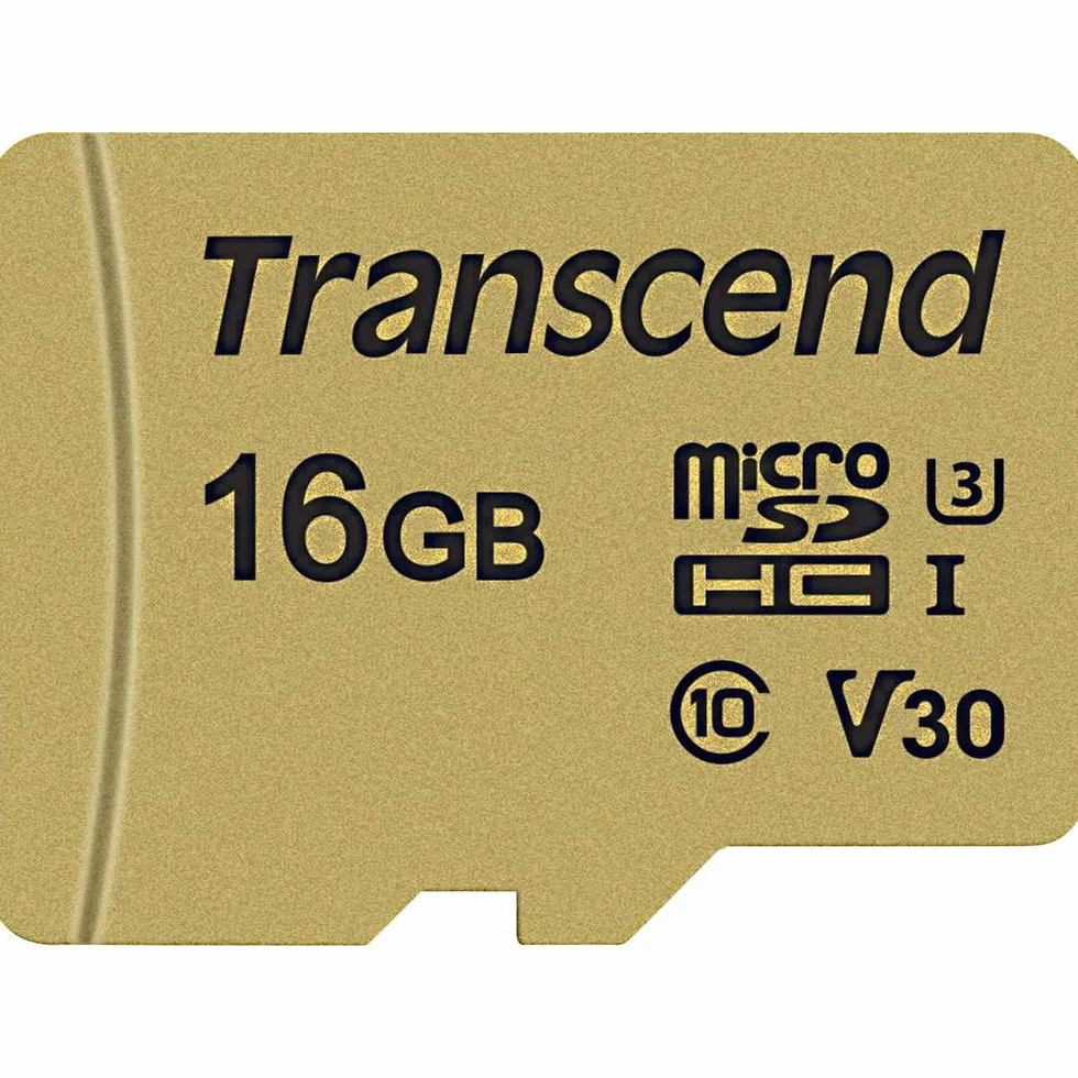 Transcend Tarjeta de Memoria microSDHC 500S 16GB UHS-I, C10, U3, V30, 4K, Full HD, hasta 95/80 MB/s, Diseñada para Cámaras de Acción y Drones - TS16GUSD500S