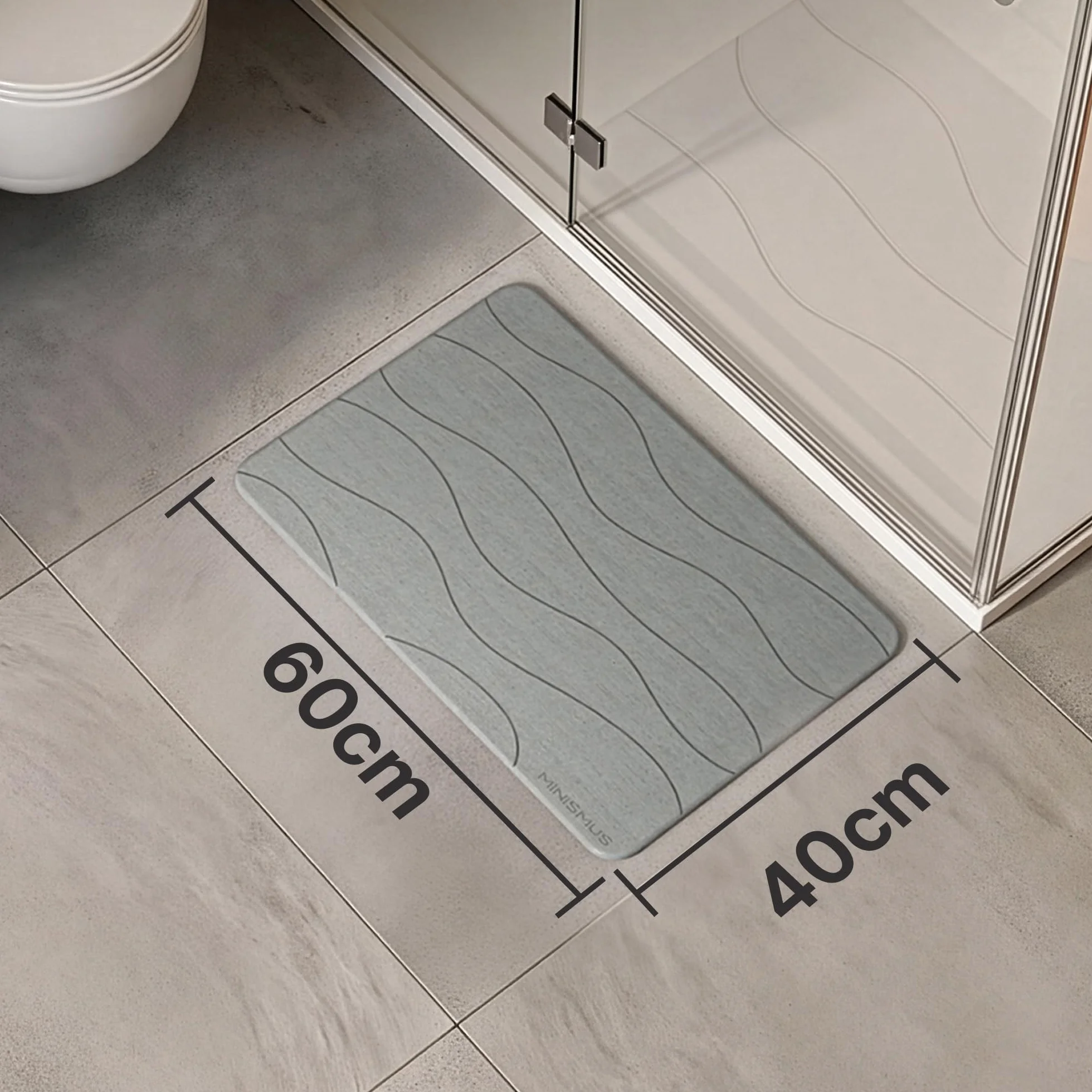 Alfombrilla de baño de Piedra de diatomita Gris Claro 60x40cm