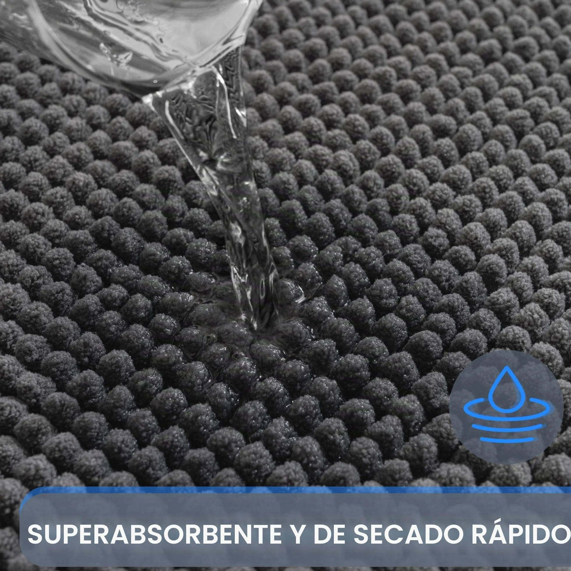 Alfombra de Baño de Chenilla Exclusivo Mezcla Secado Rápido Antideslizante 40x60 cm Gris