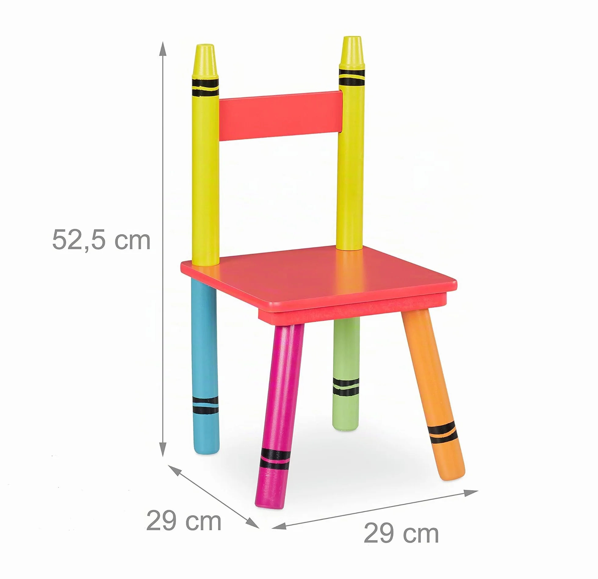 Relaxdays Mesa y Sillas Infantiles Crayones 2 Asientos MDF Madera Multicolor