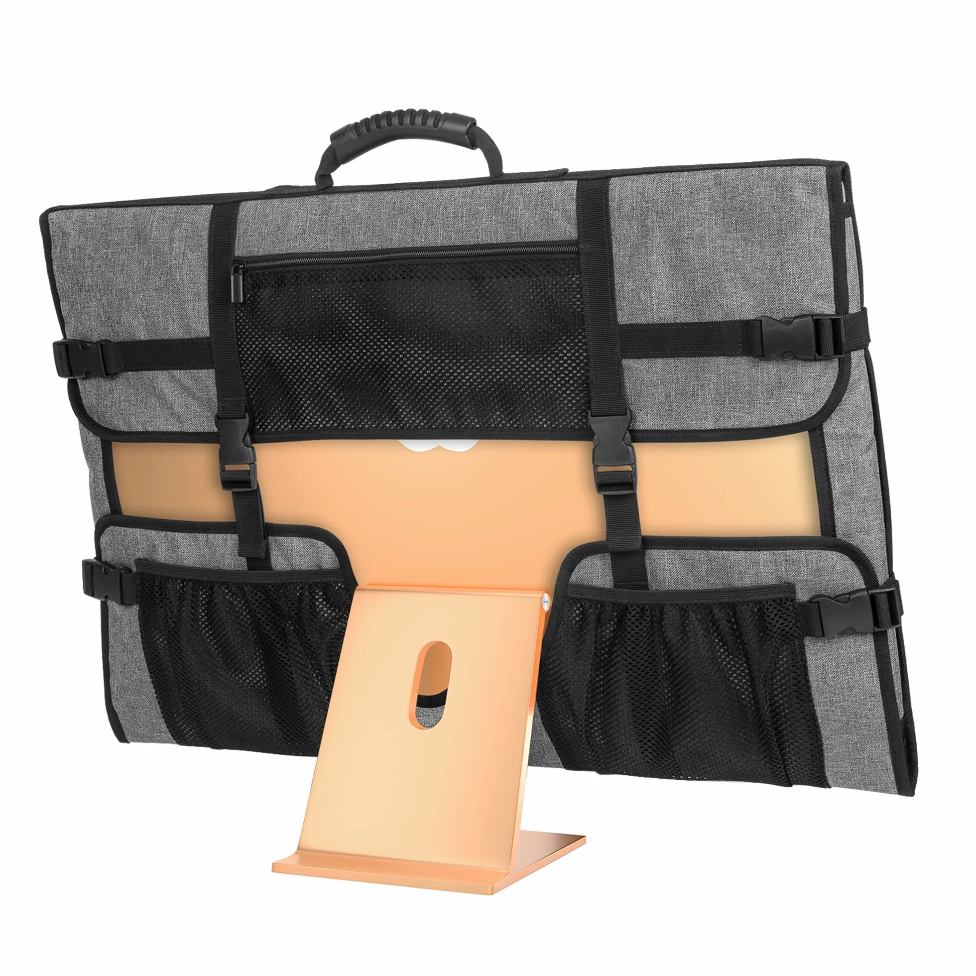 CURMIO Bolsa para iMac 24", Funda para iMac 24", Bolsa de Viaje para Ordenador de iMac 24", Funda de Protectora para iMac 24",Gris