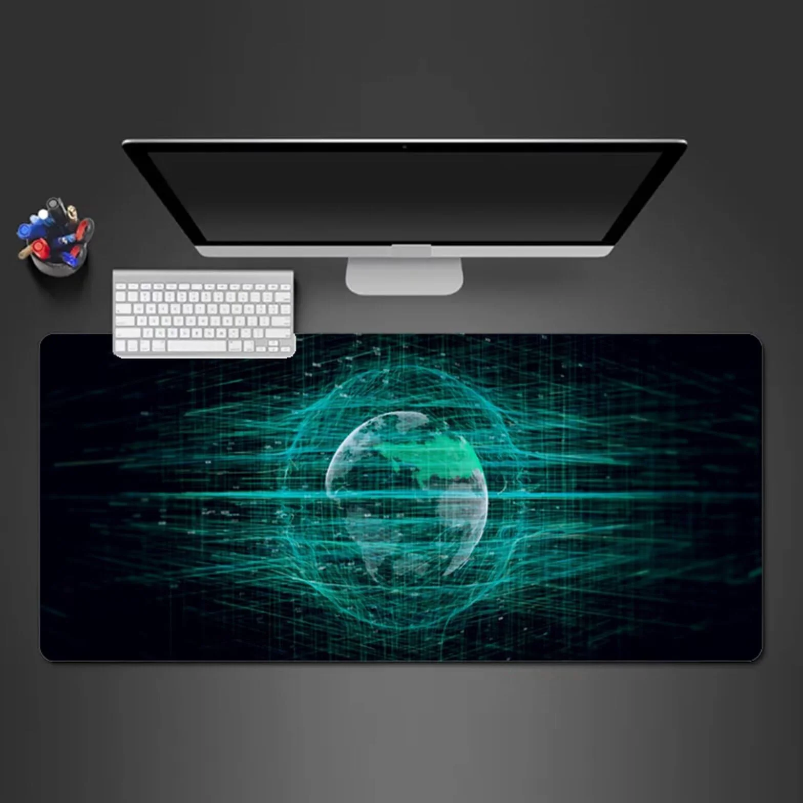 Alfombrilla Raton Gaming XXL 1200x600x2cm Alfombrilla de Ratón Grande Alfombrilla Gaming de Escritorio con Base Antideslizante para Gamers PC y Portátil (Verde Abstracto)