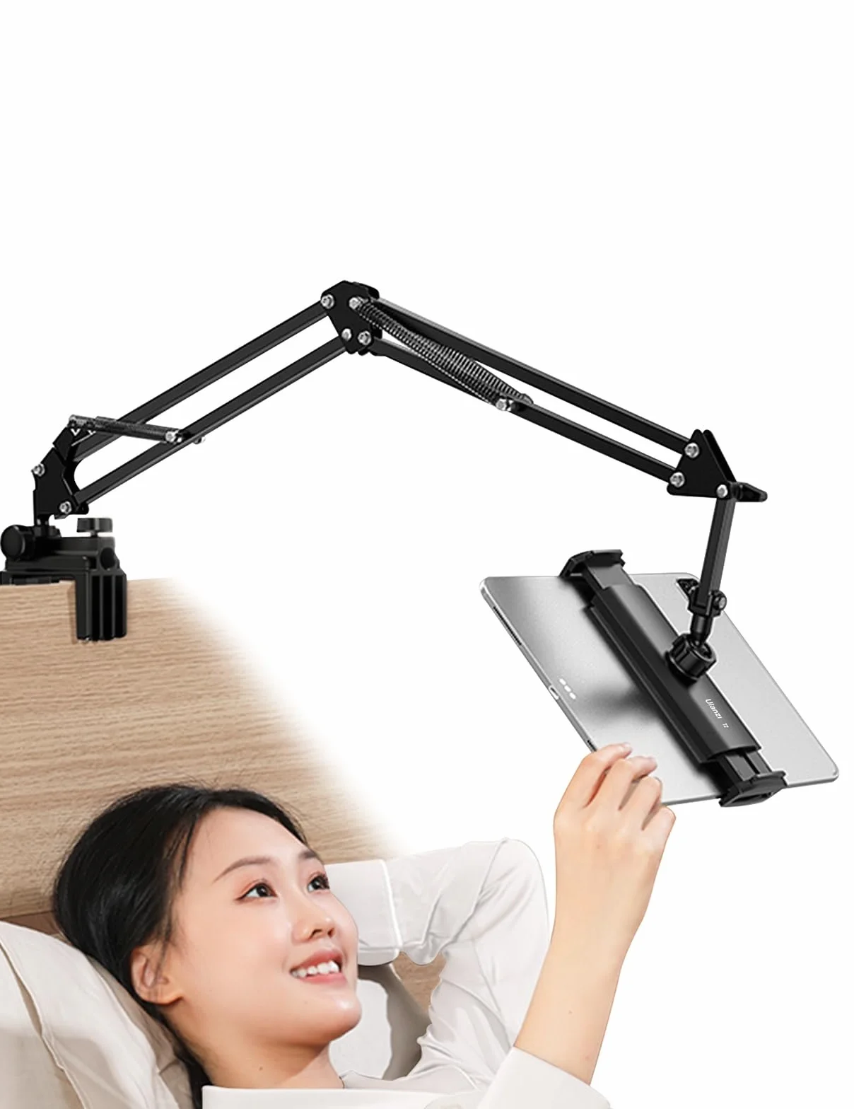 ULANZI Soporte Tablet Cama, 360° Giratorio, Aluminio para iPad 2021 Pro 9.7, 10.5, 12.9, Air Mini 3, 4, 5, Samsung Tab y Huawei MediaPad