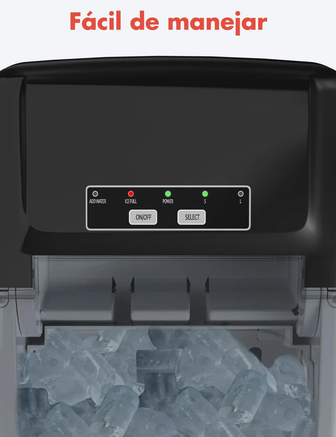 KitchenBrothers Ice Maker Portátil 1,2L - Máquina de Hielo 9 Cubitos en 8 Min con Pala