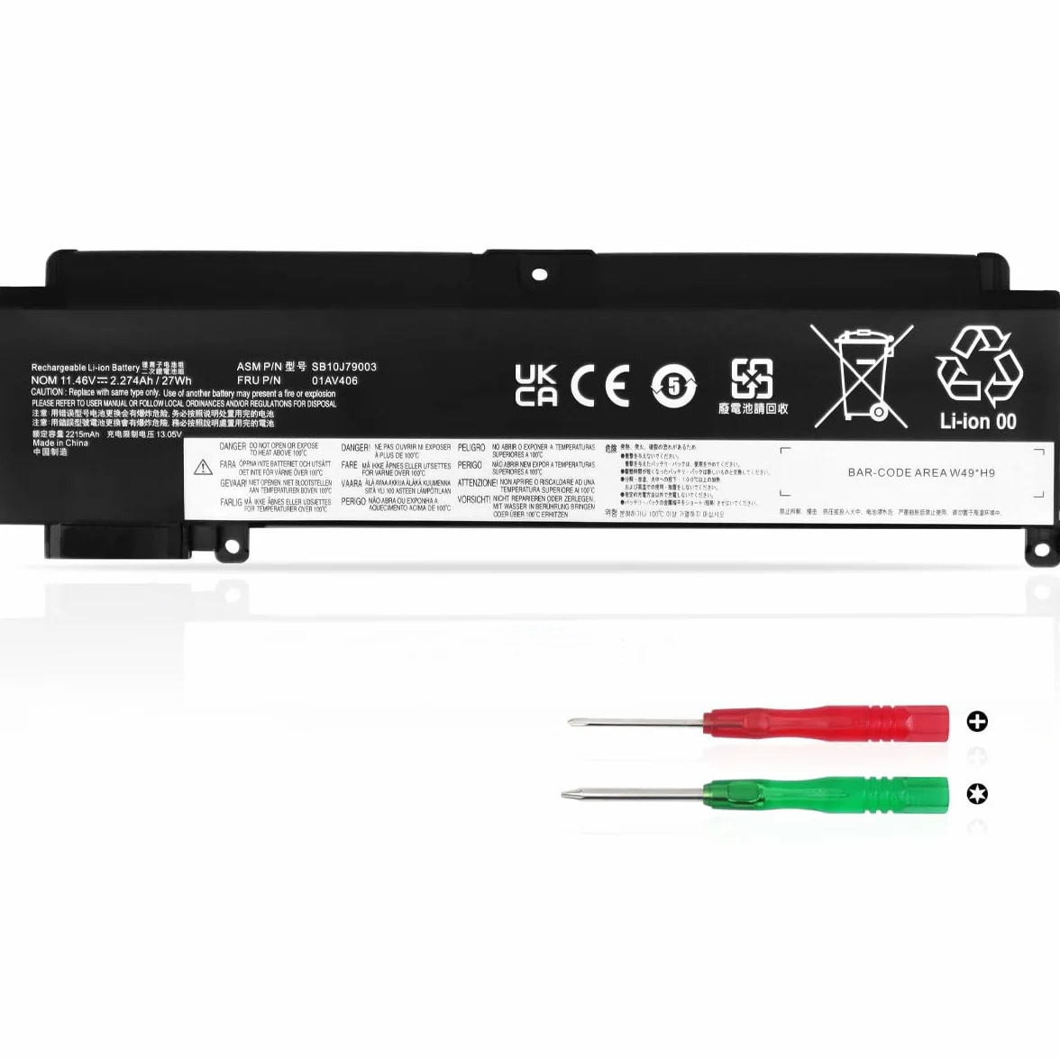 01AV406 01AV405 Batería para Lenovo ThinkPad T460S T470S Serie 01AV462 00HW024 00HW025 00HW038 01AV407 01AV408 SB10J79002 L16M3P73 SB10K97605 SB10F46462 SB10F46463 SB10J79003 11.46V 27Wh