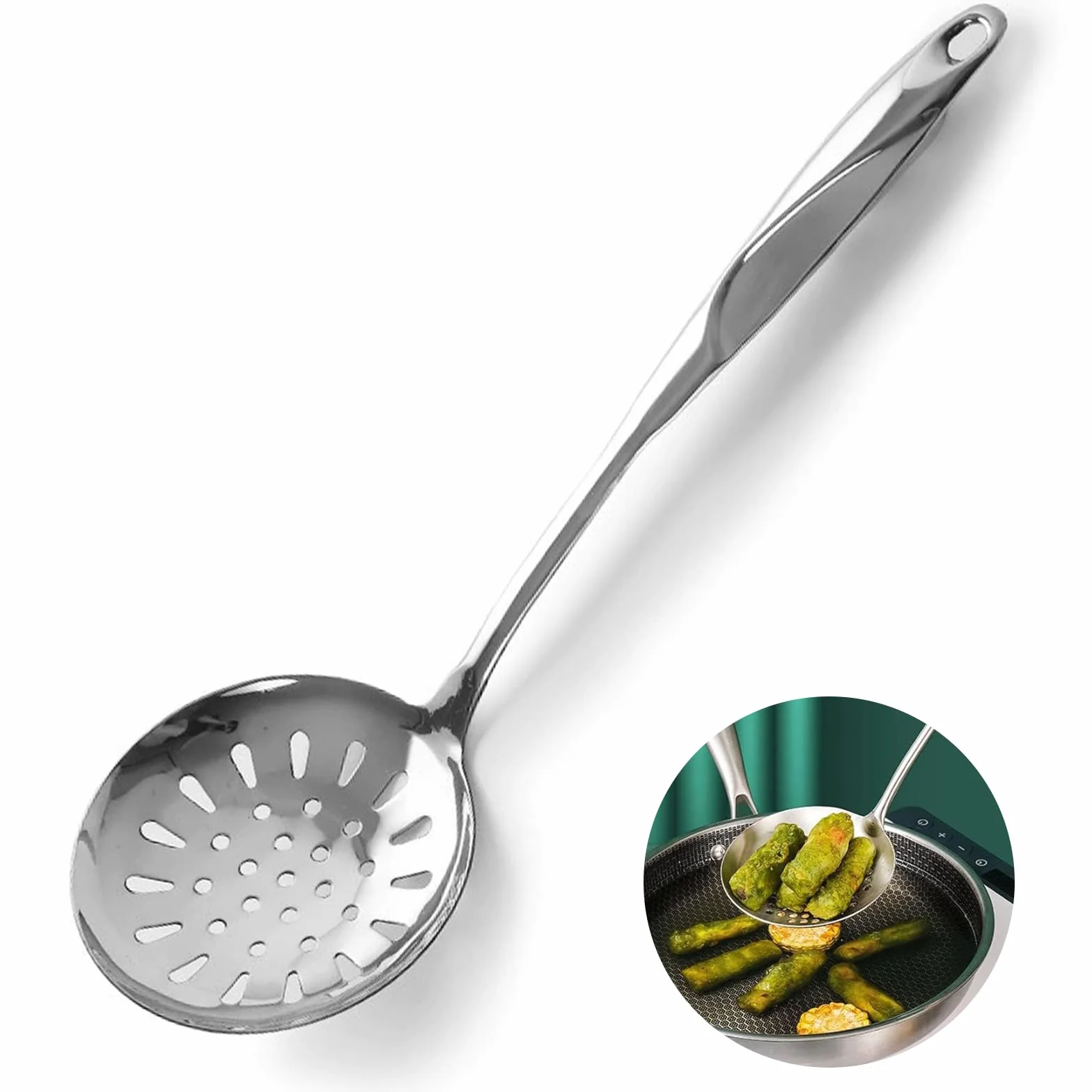 Espátula de Acero Inoxidable, Ranurada para Pescado, Huevos y Panqueques, Apta para Lavavajillas