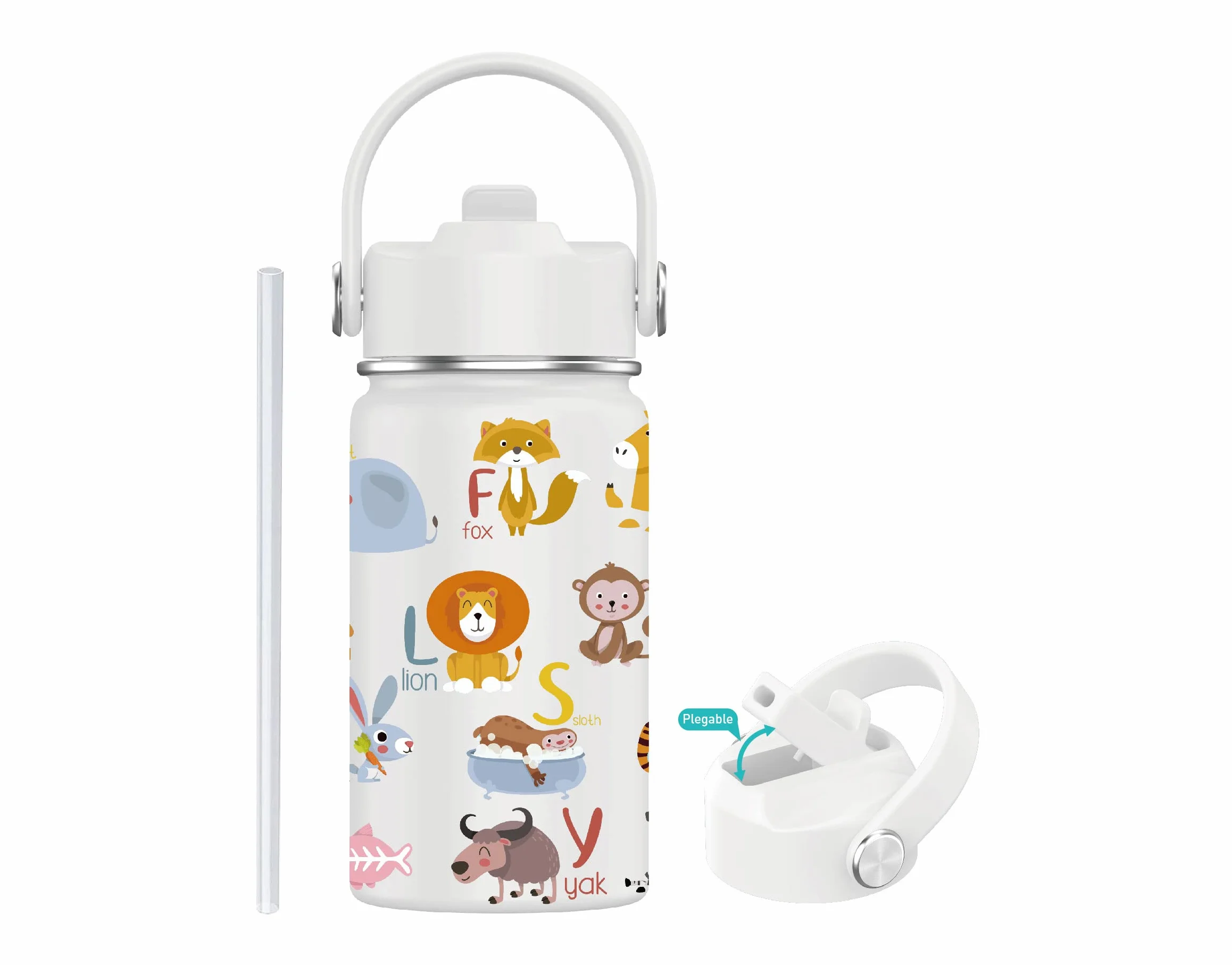 Mi Ko Mi Ka Botella de Agua Acero Inoxidable 350ml Térmica Reutilizable Sin BPA Doble Pared