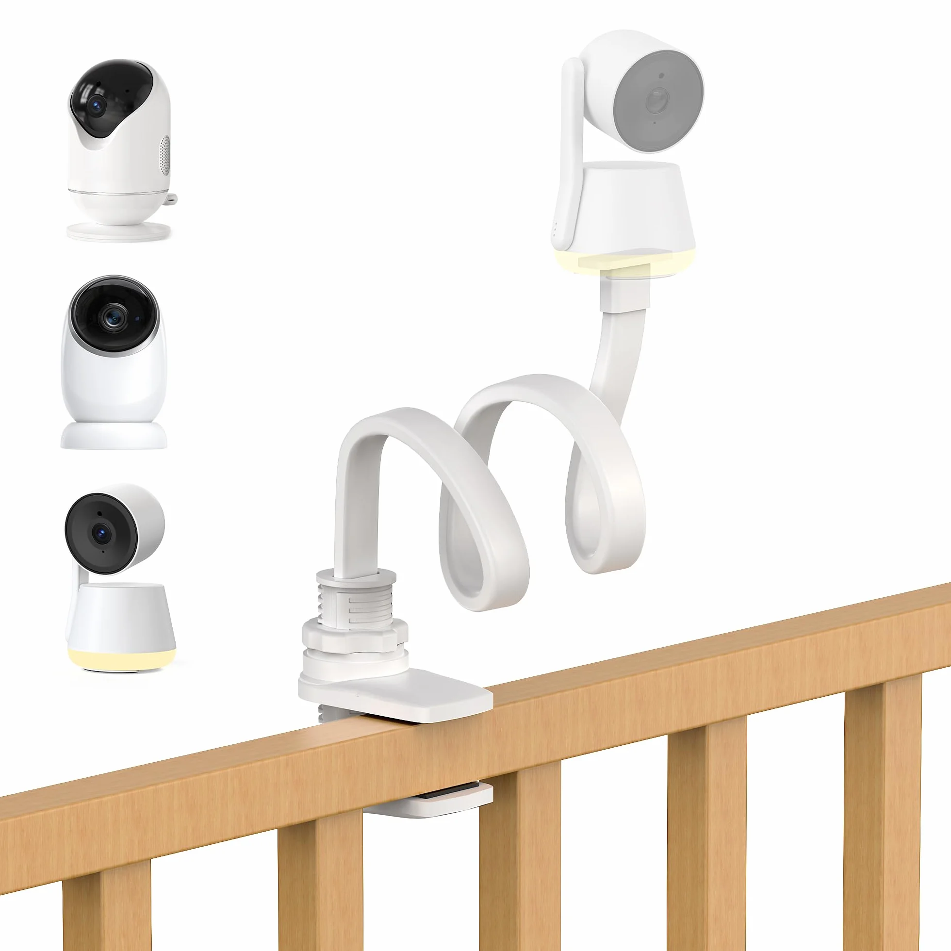 Dr.Care Soporte para Monitor de Bebé, Clip Ajustable Universal para Cámara de Bebé, Compatible con Todos los Monitores de Bebé, Brazo Largo y Flexible para Cuna, Sin Herramientas