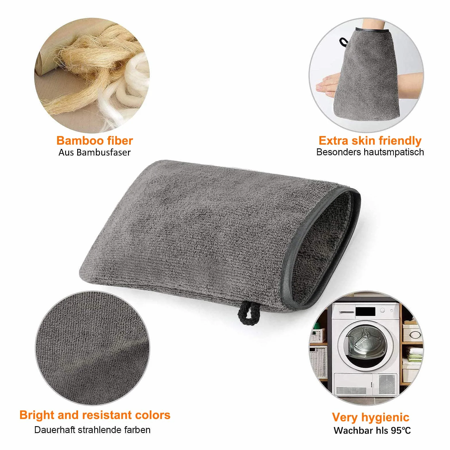 Manoplas Baño 15x21 cm Microfibra Suave, Guantes de Limpieza Facial Reutilizables, 8 Piezas