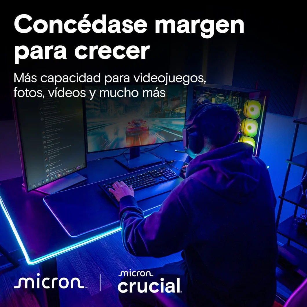 Crucial T710 SSD 1TB PCIe 5.0 x4 Gen5 NVMe M.2, Velocidades de Lectura hasta 14900 MB/s, Escritura 13700 MB/s, Ordenador Portátil y de Sobremesa, TLC NAND - CT1000T710SSD8-01