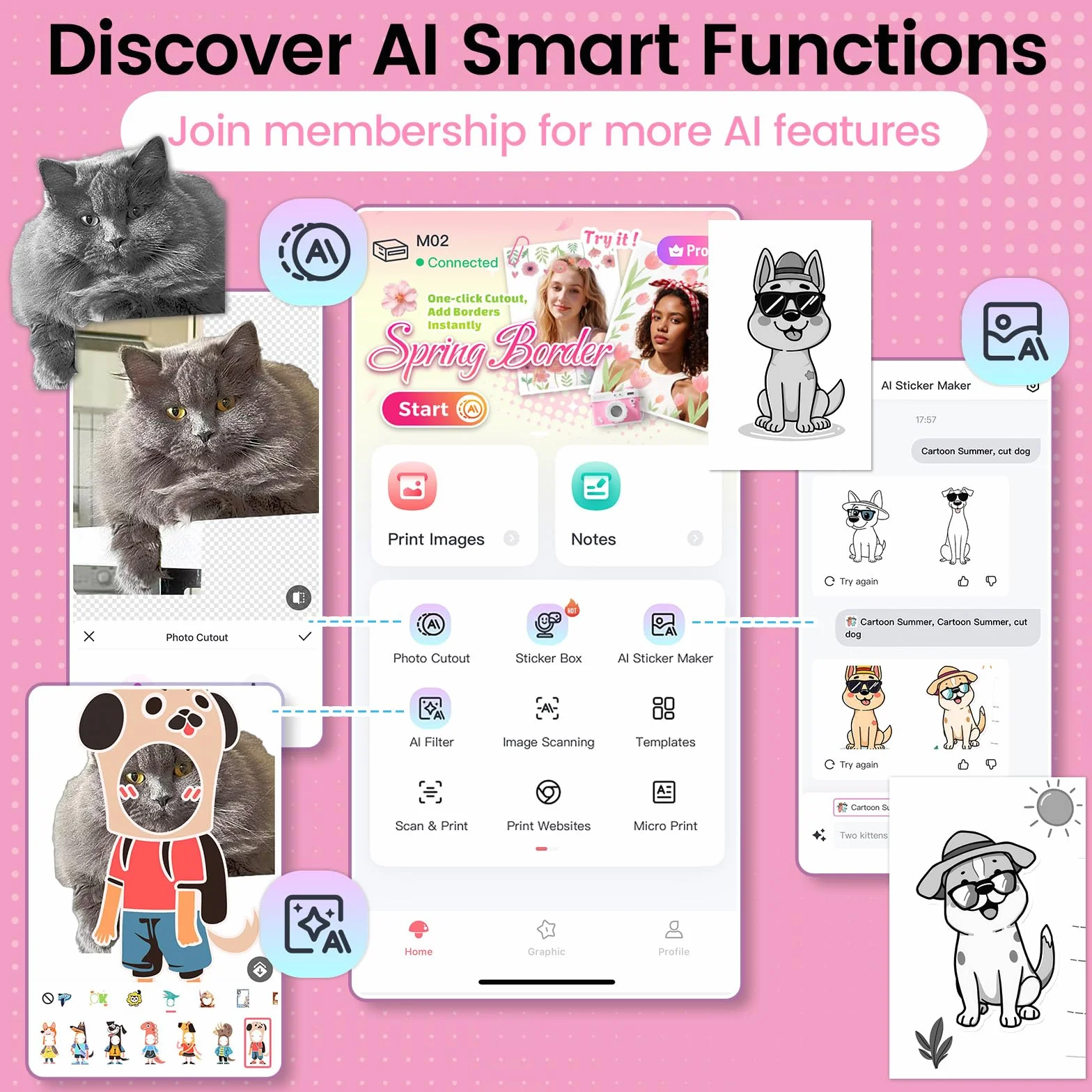 Phomemo M02 - Impresora portátil de Bolsillo - Mini Bluetooth inalámbrica con Etiqueta térmica Compatible con Android iOS para Imprimir instantáneamente, Mini Asistente de Vida, Buen Regalo, Rosa