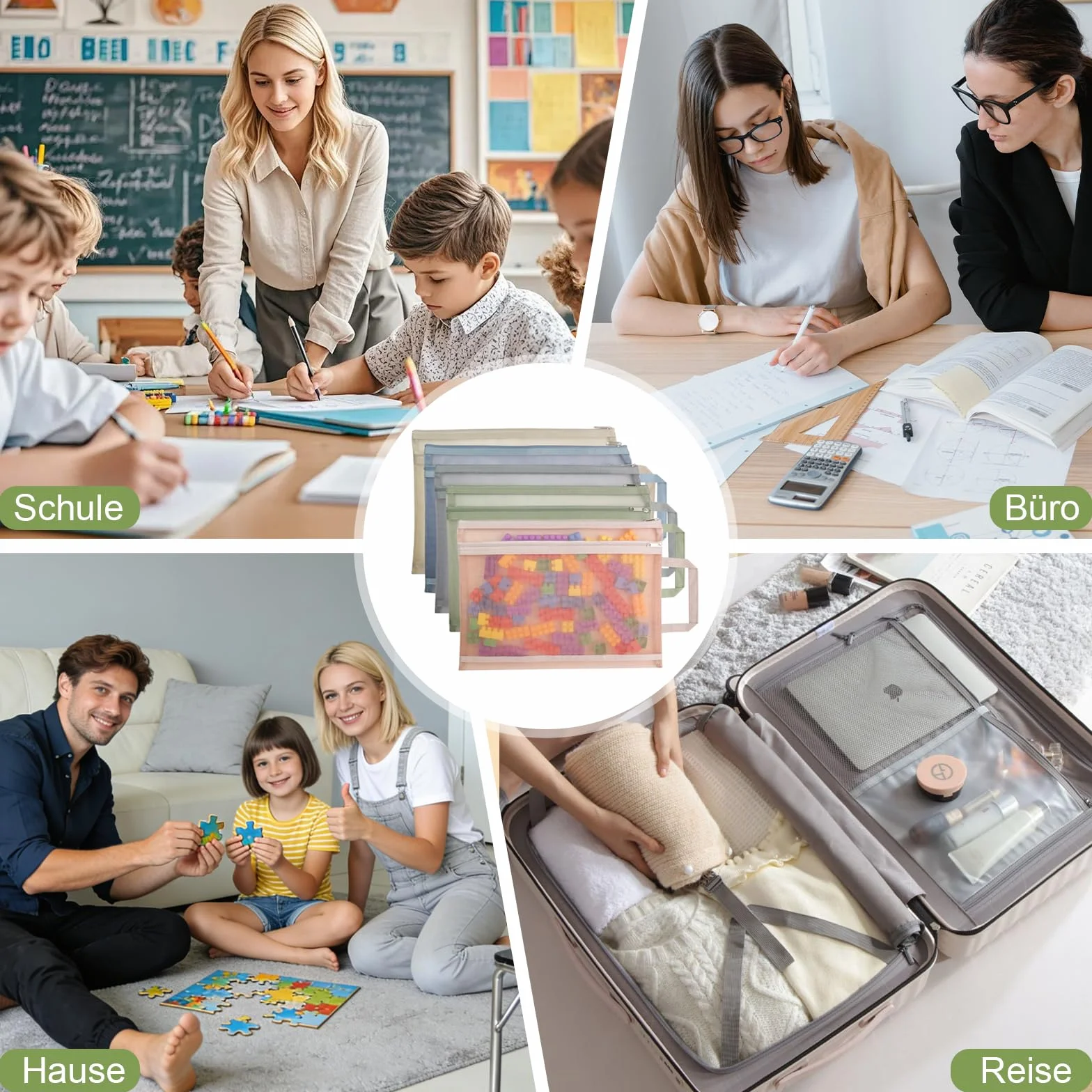 Bolsa de Malla Transpirable A4 5PCS Organizador Multiusos Cremallera y Asa para Documentos