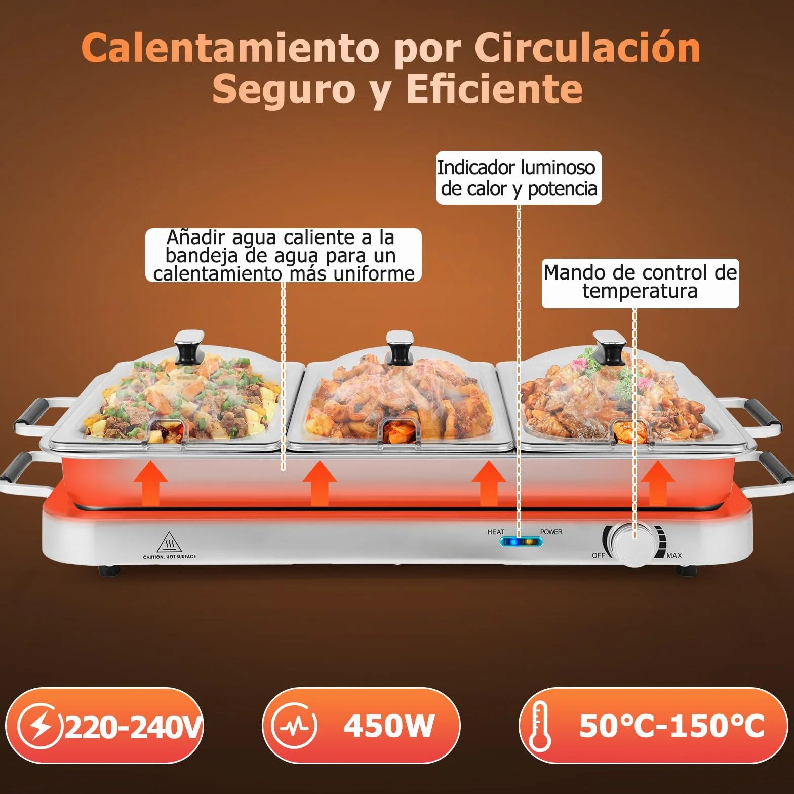 GOPLUS Bandeja Calentadora De Alimentos 2 En 1 Eléctrica 8 L Acero Inoxidable Control Temperatura