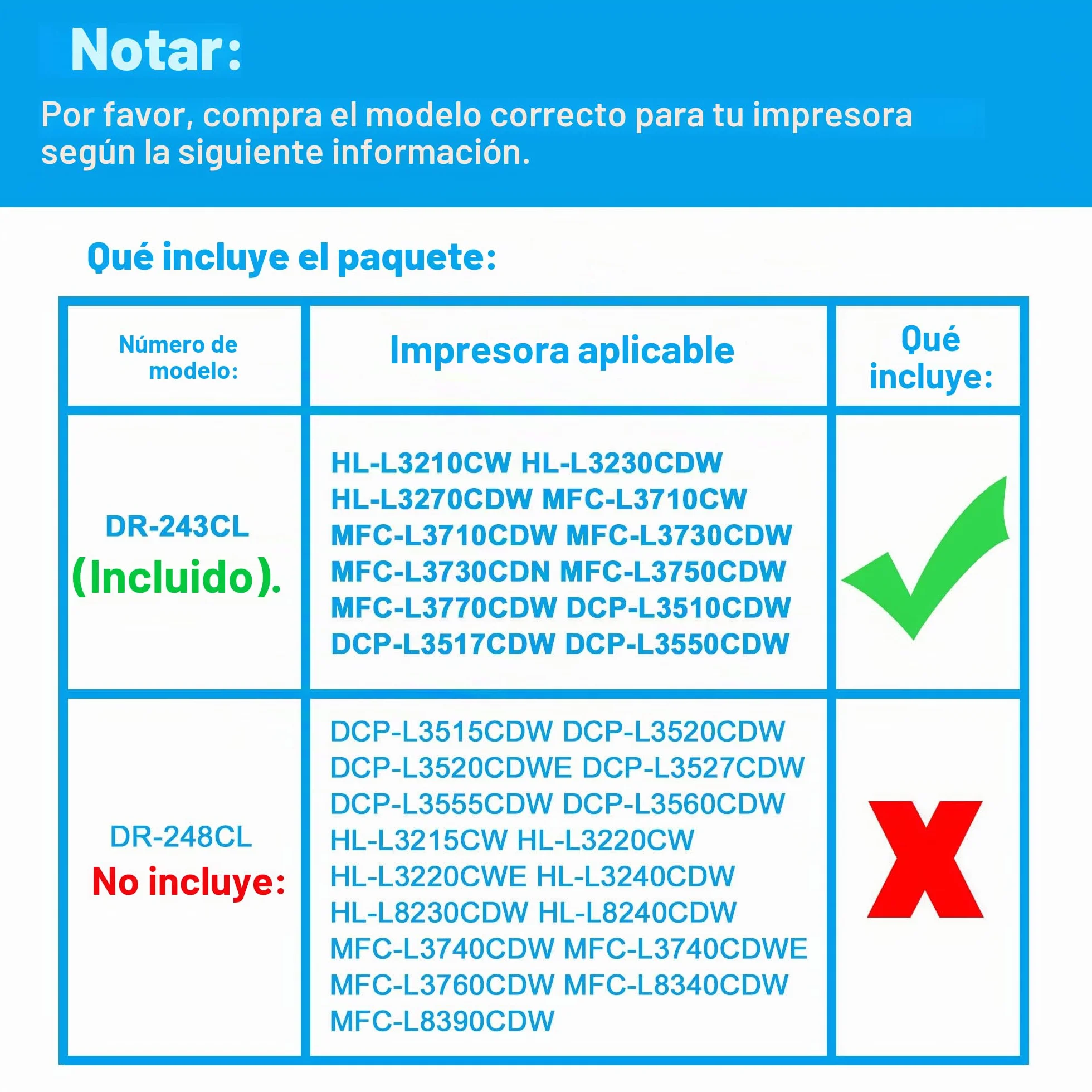 LCL Tambor Compatible DR-243 DR243 DR243CL DR-243CL Reemplazo para Brother HL-L3210CW HL-L3230CDW HL-L3270CDW MFC-L3710CDW MFC-L3750CDW MFC-L3770CDW para Negro o Cian o Magenta o Amarillo 1-Pack