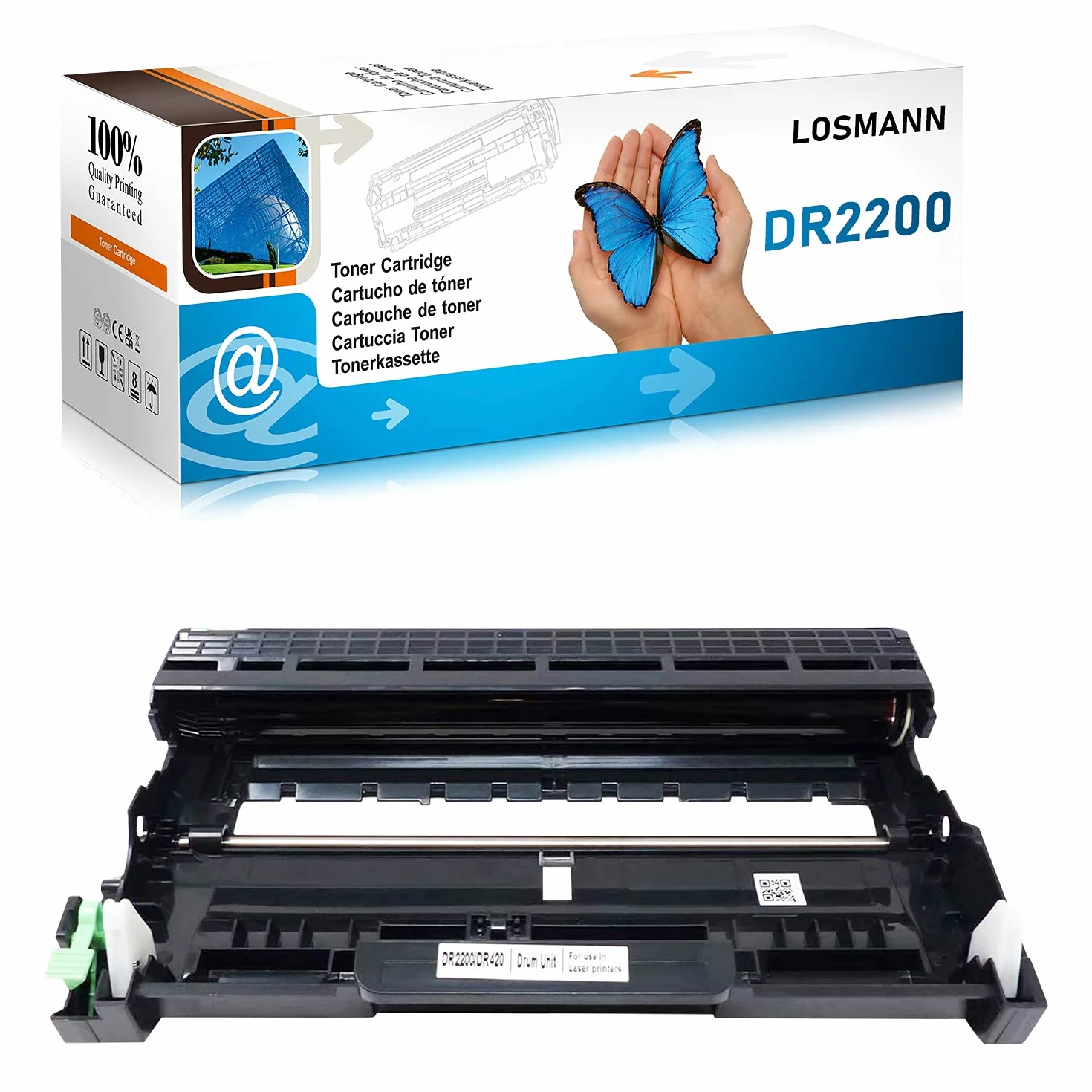 LOSMANN DR2200 Tambor Compatible DR-2200 DR 2200 Reemplazo para Brother MFC-7360N DCP-7055 HL-2130 MFC-7460DN HL-2240 HL-2240D HL-2250DN FAX-2840 FAX-2940 DCP-7055W DCP-7055 DCP-7060D (1x Tambor)
