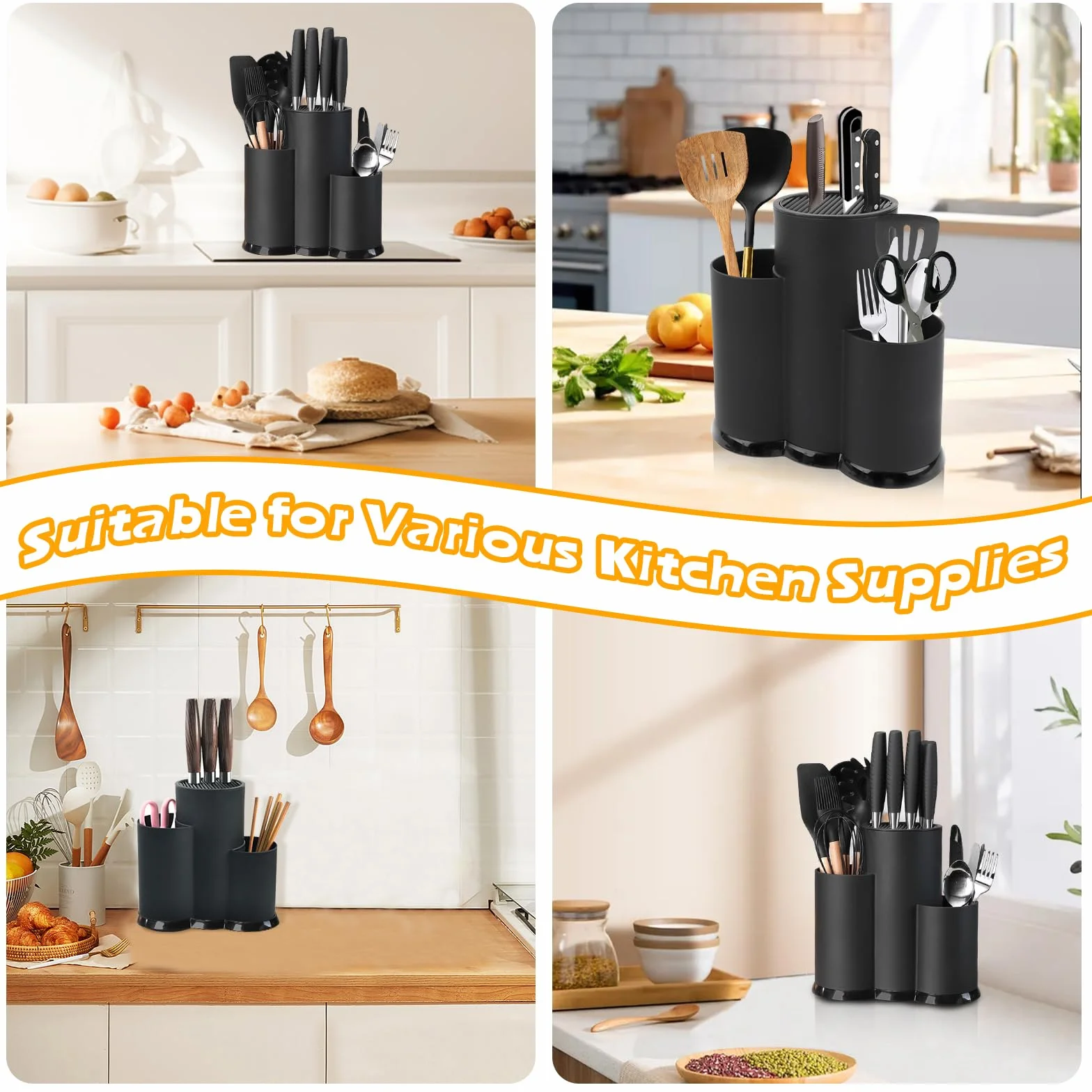 Bloque para Cuchillos 3 en 1 Soporte Universal Redondo Cocina
