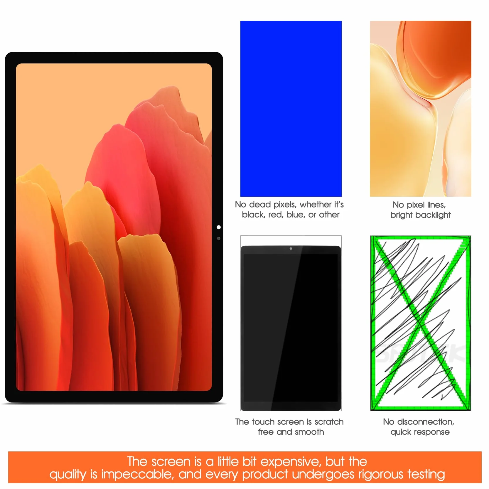 Pantalla LCD para Samsung Galaxy Tab A7 reemplazo de pantalla para Samsung Tab A7 SM-T500 Pantalla LCD de 10.4 pulgadas, pantalla táctil digitalizador, placa de vidrio, montaje completo con reparación