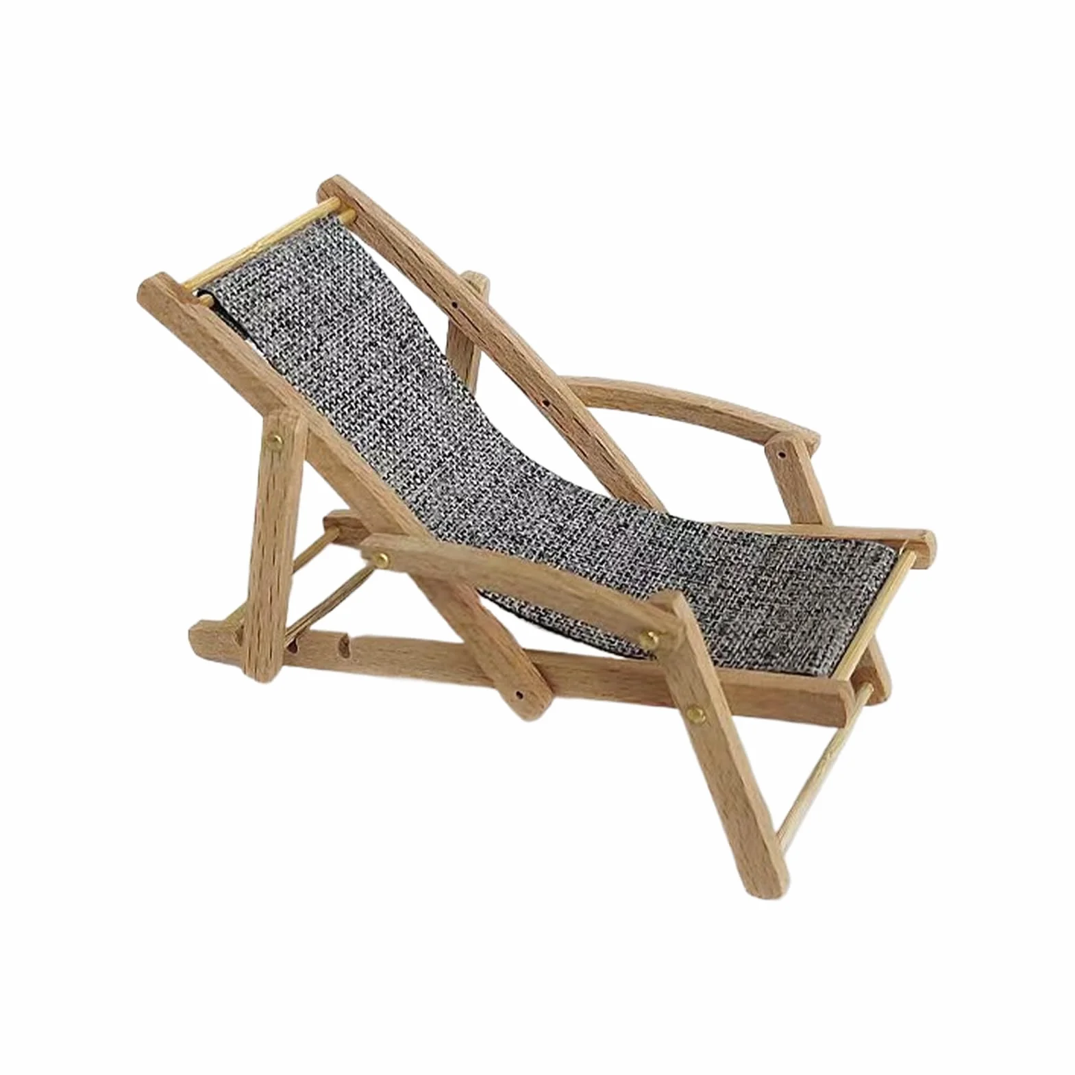 Mini Silla de Playa de Madera, Tumbona Miniatura para Decoración de Casa de Muñecas