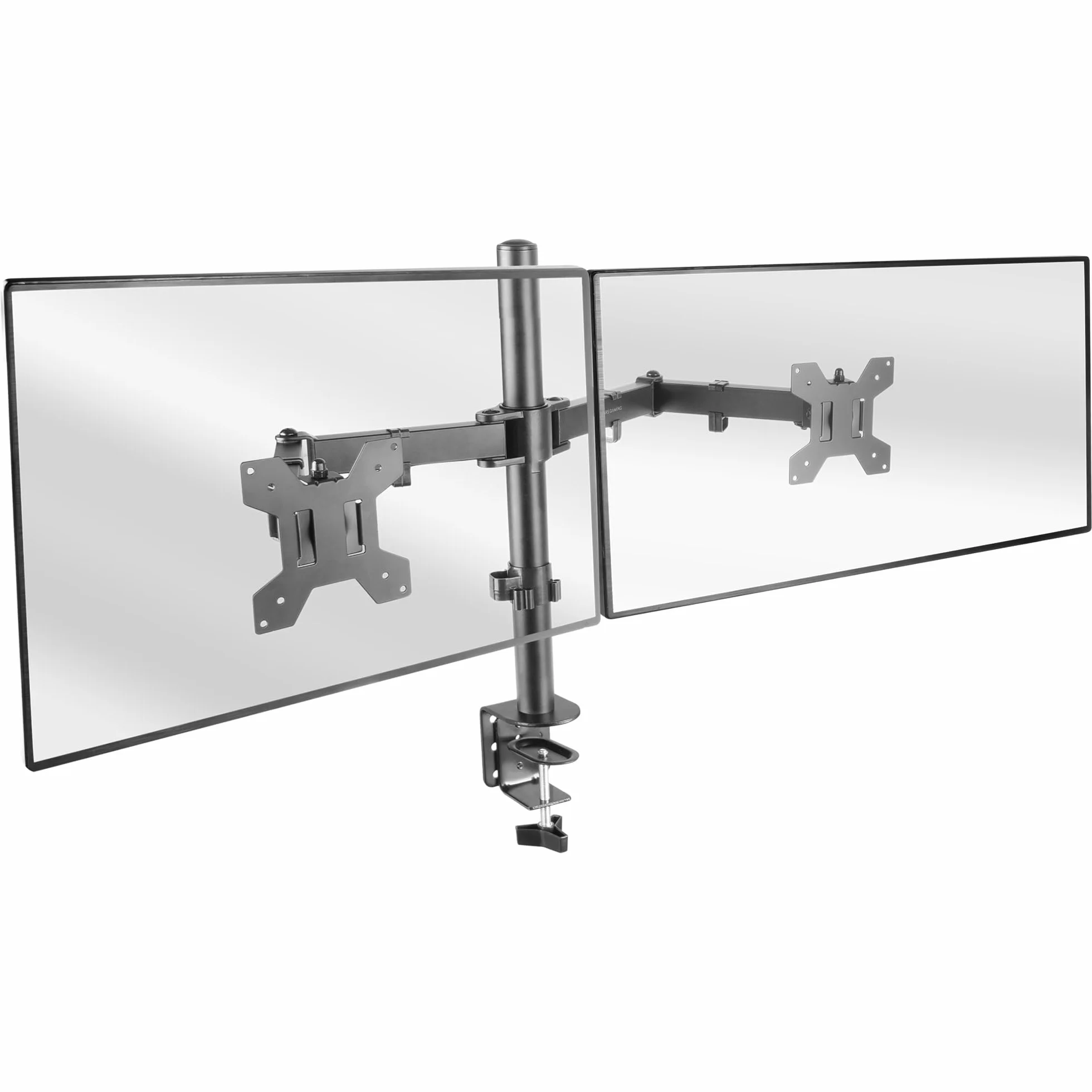 Mars Gaming MARM2 Negro, Soporte de Monitor Dual de Brazo para Pantallas hasta 27”, Articulado y Regulable en Altura, Estructura Robusta, Compatible con VESA75 y VESA100