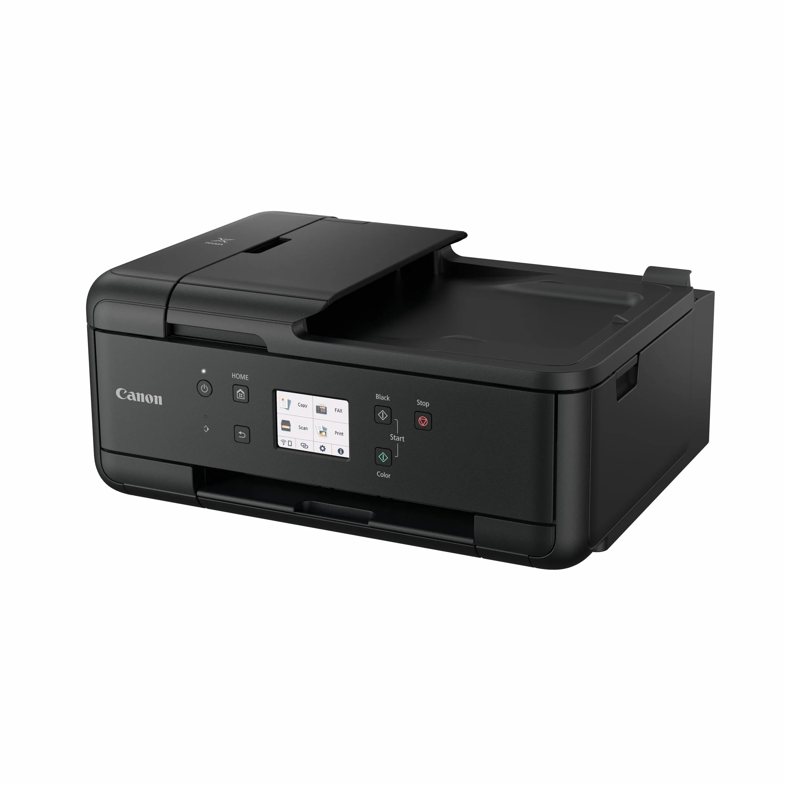 Canon Pixma TR7650 Impresora Multifunción 4 en 1, Sistema de Inyección de Tinta, Copiar, Imprimir, Escanear, Fax, WiFi, 5 Cartuchos de Tinta Independientes, ADF 20 Hojas, Pantalla Táctil, A4, Negro