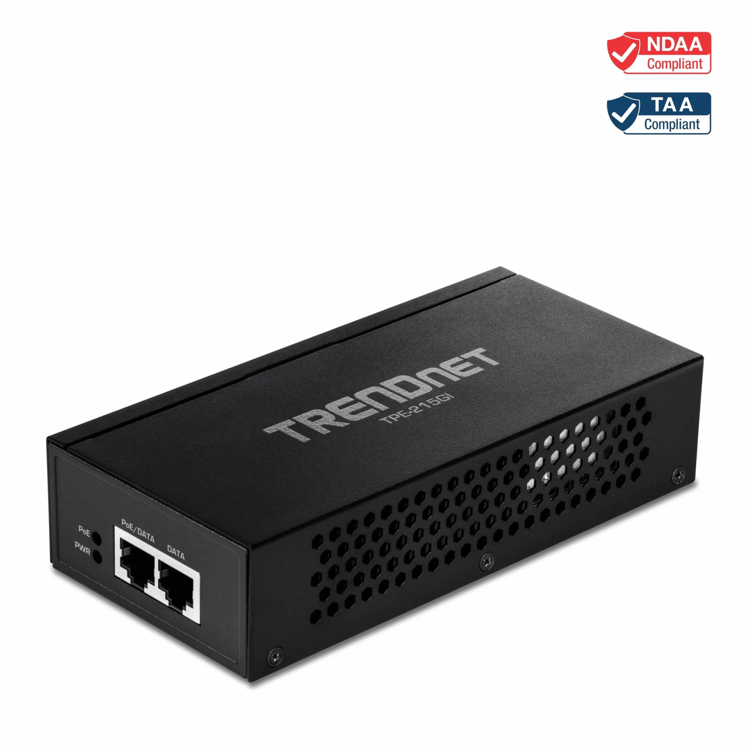 TRENDnet, TPE-215GI, Inyector PoE+ 2.5G, Convierte un Puerto no PoE en un Puerto PoE+ 2.5G, Compatible con 2.5GBASE-T, Fuente de alimentación integrada