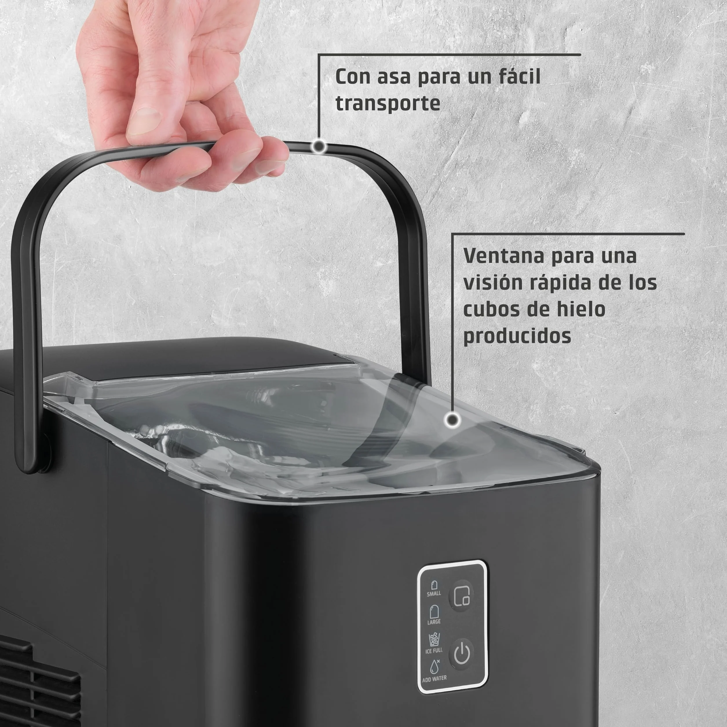 CASO IceChef compacta, máquina de cubitos de hielo para encimera, 1 L tanque, 12 kg/24h
