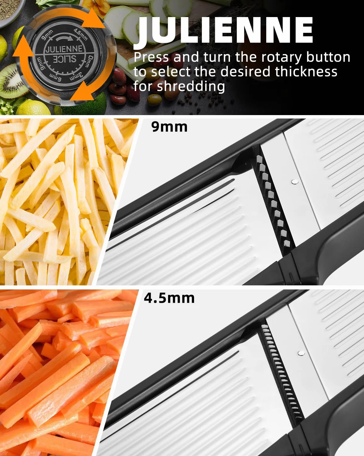 Cortador de verduras 5 en 1 profesional acero inoxidable, multifunción, ajustable