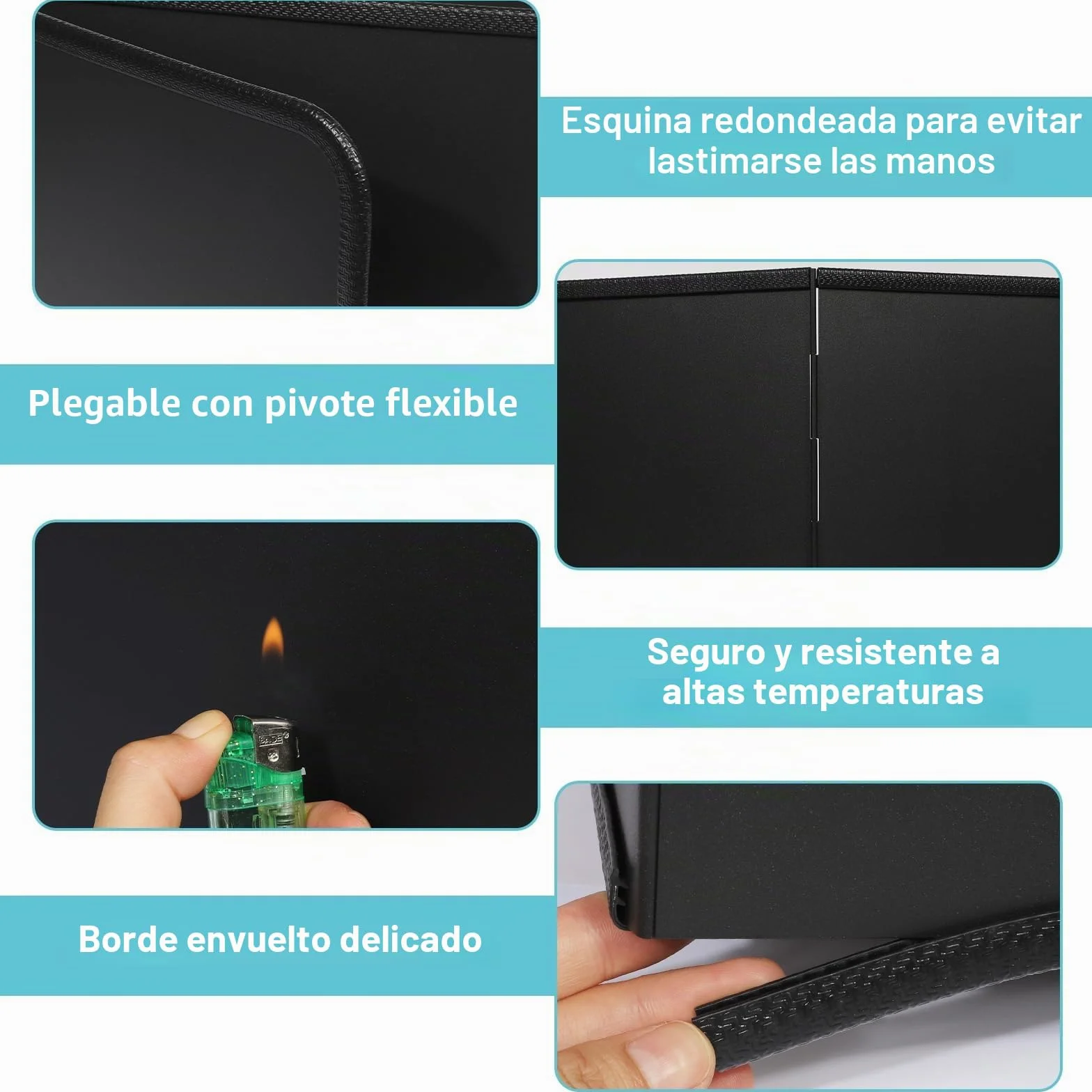 Plegable Protección contra Salpicaduras para Cocina, Negro (40 cm)